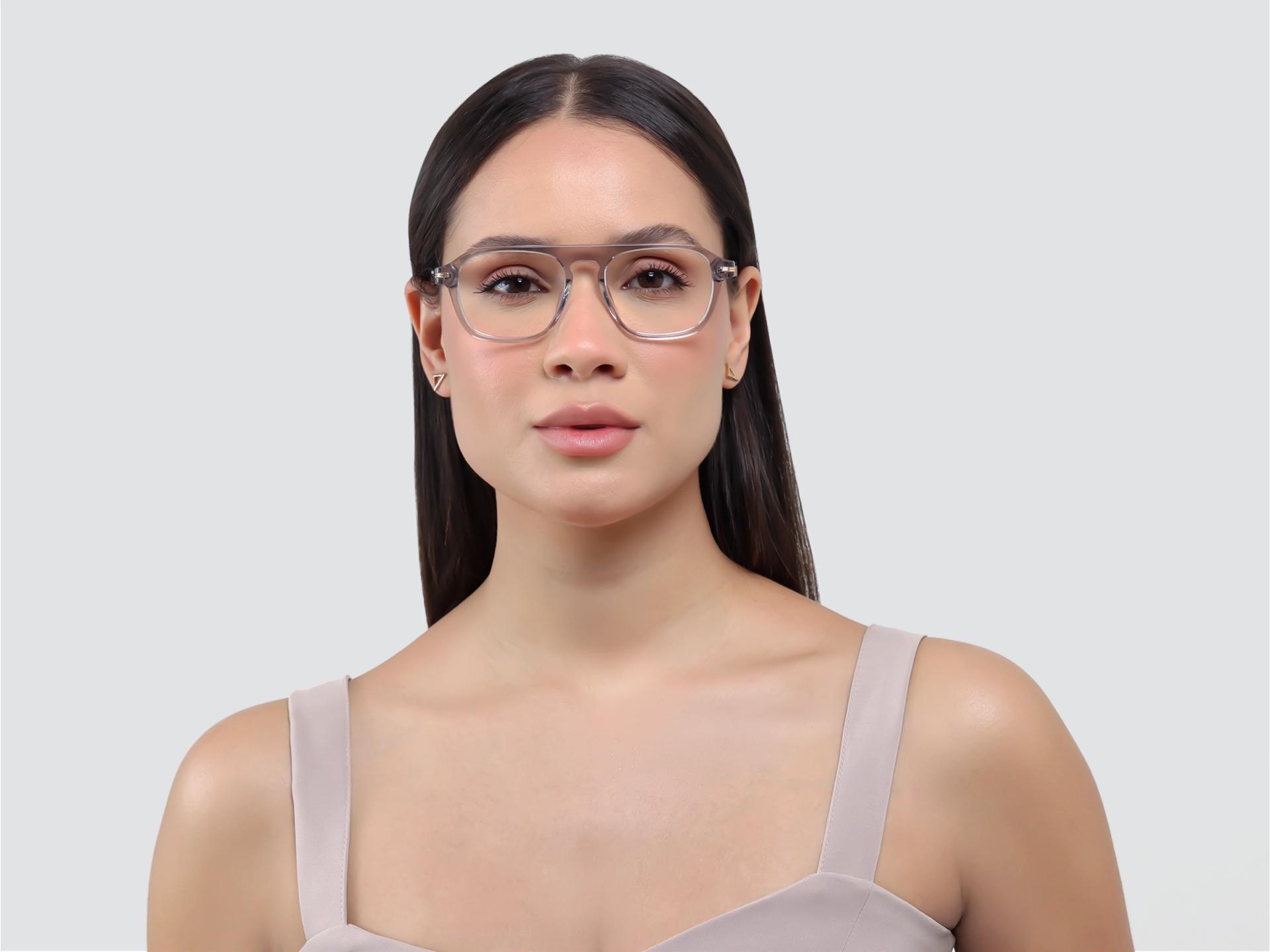 Crystal Clear Pilot Keyhole Bridge Glasses-1