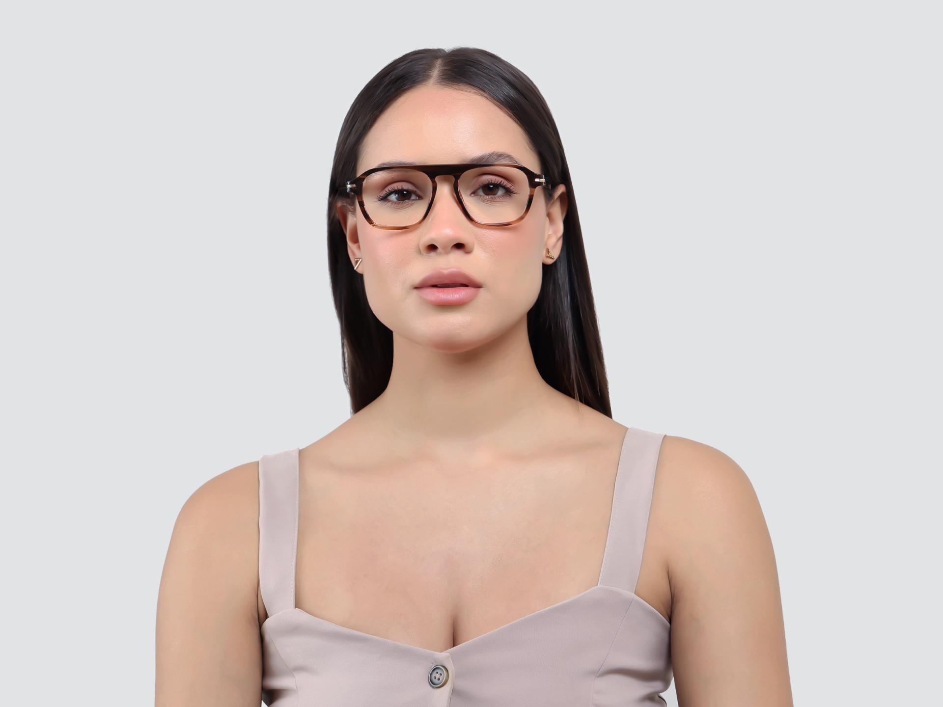 Textured Brown Pilot Full-Rim Acetate Glasses-1