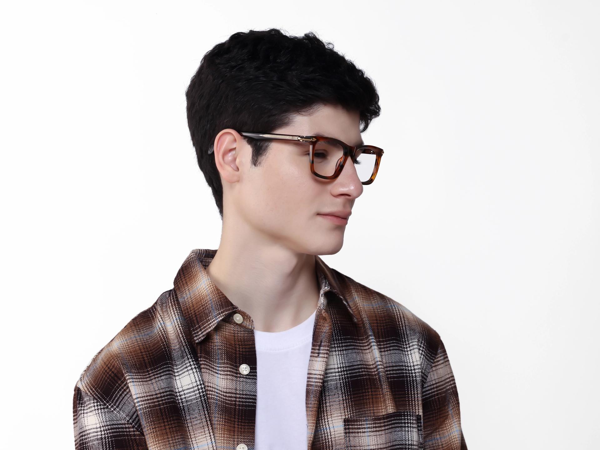 Caramel Brown Grotto Square Fullrim Glasses-1