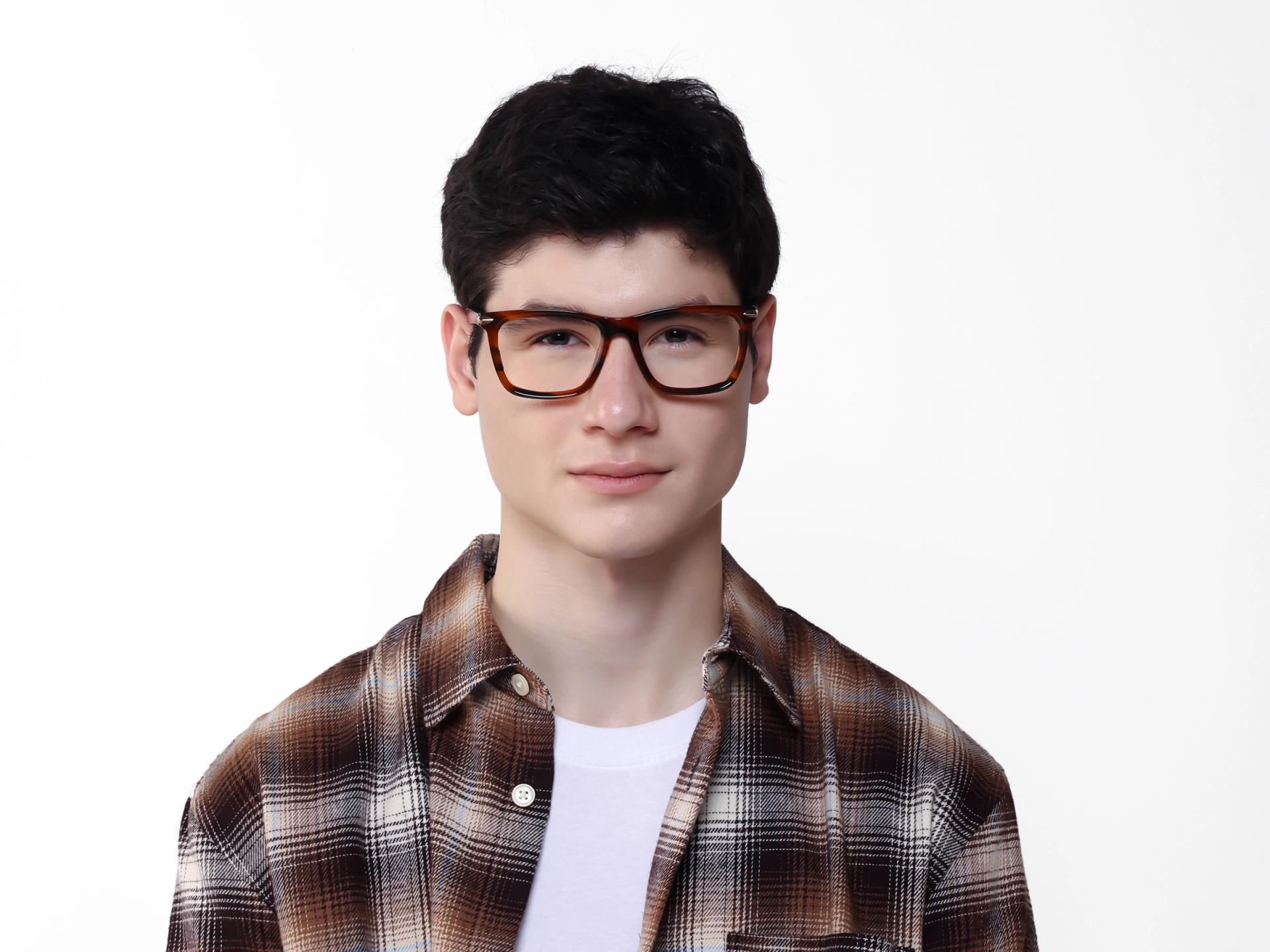 Caramel Brown Grotto Square Fullrim Glasses-1