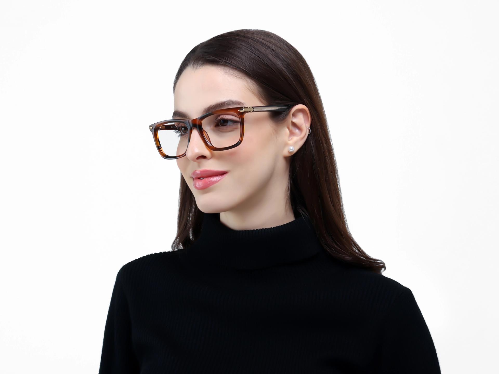 Caramel Brown Grotto Square Fullrim Glasses-1