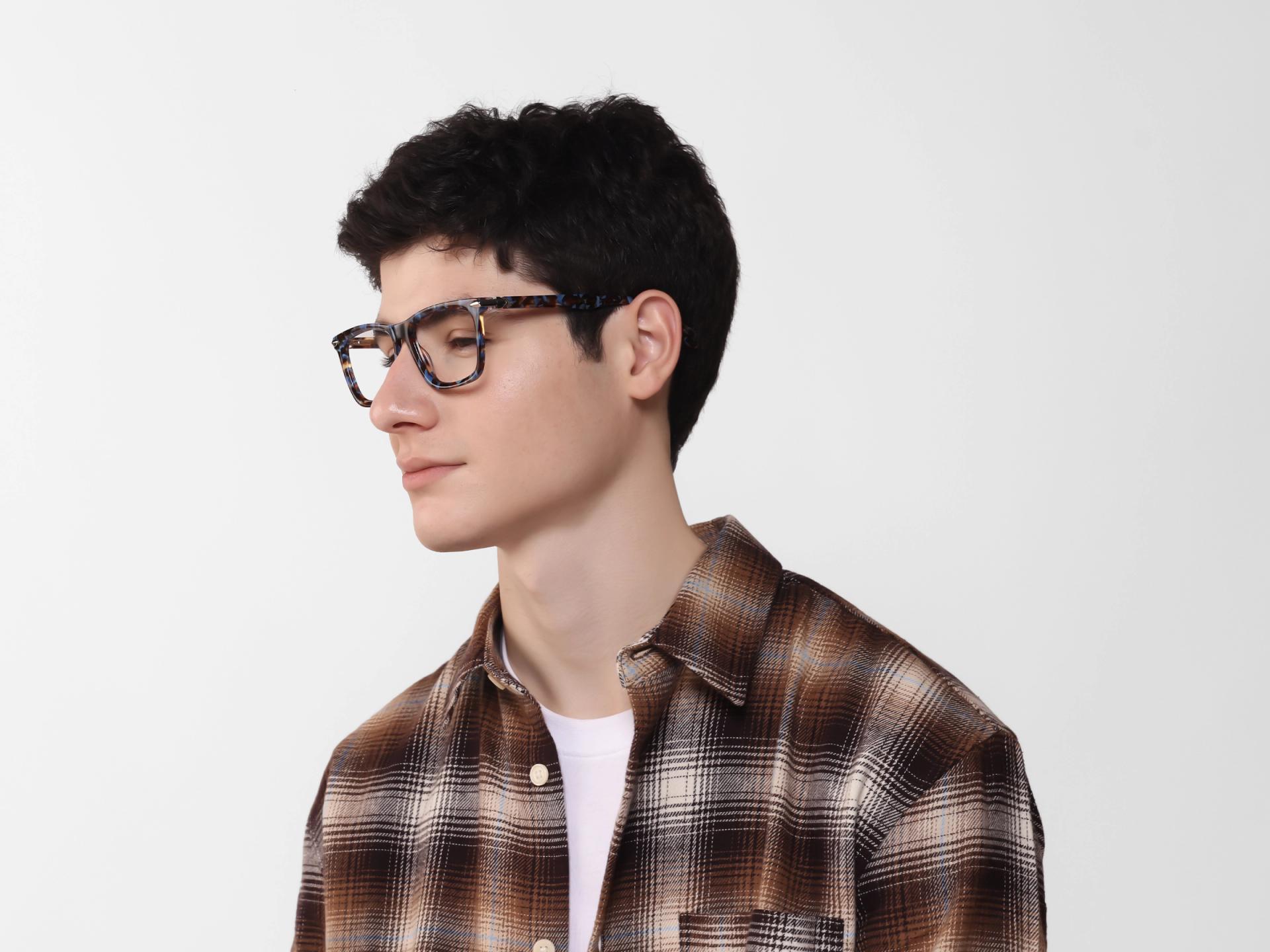 Oversized Blue Terrazo Square Fullrim Glasses-1