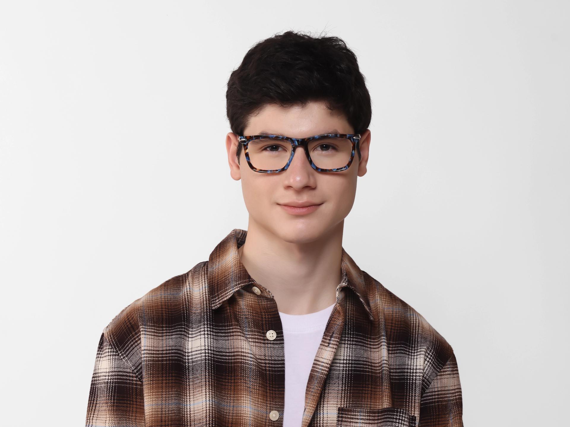 Oversized Blue Terrazo Square Fullrim Glasses-1