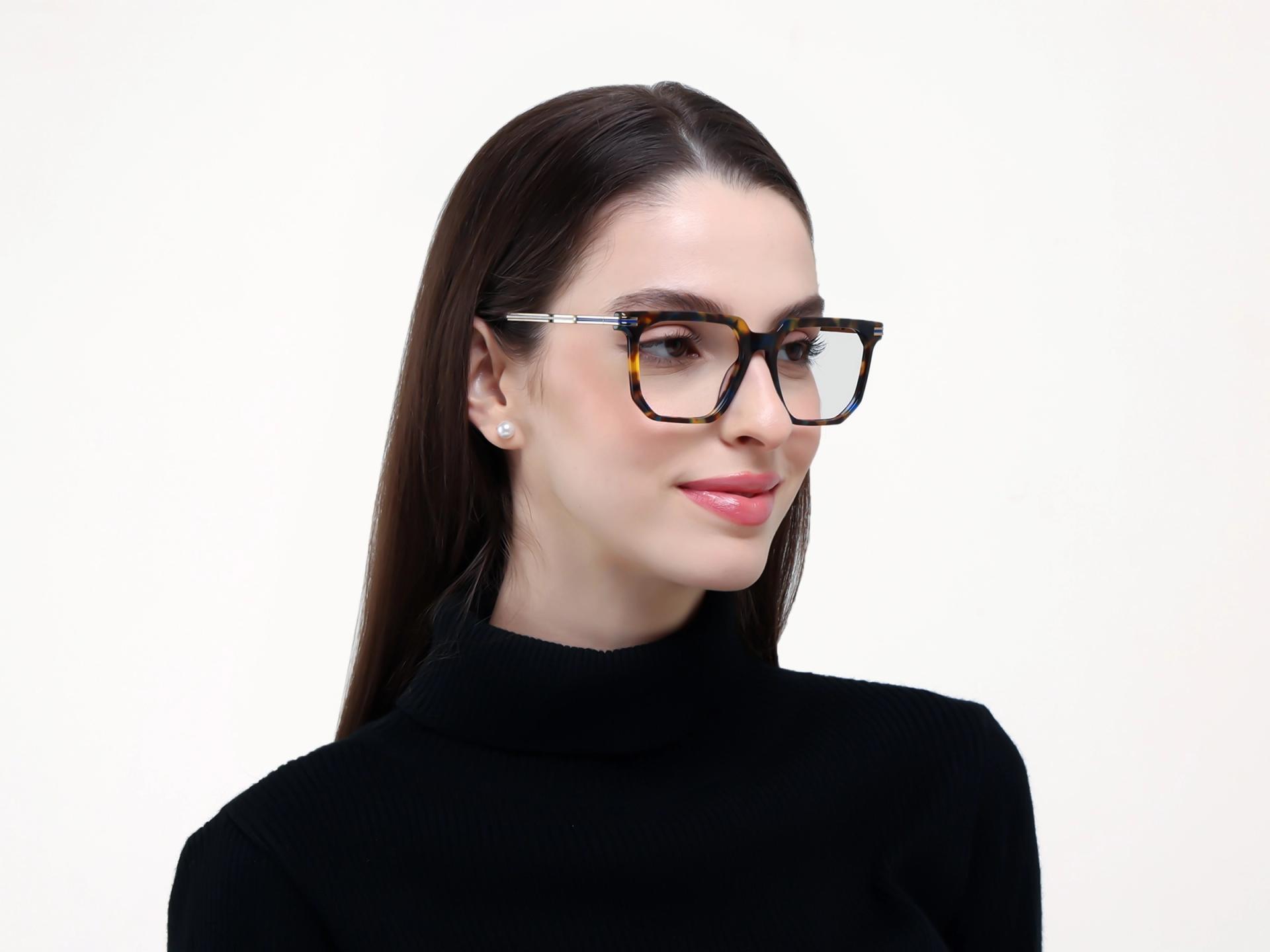 Midnight Tortoise Square Geometric Full-Rim Glasses-1