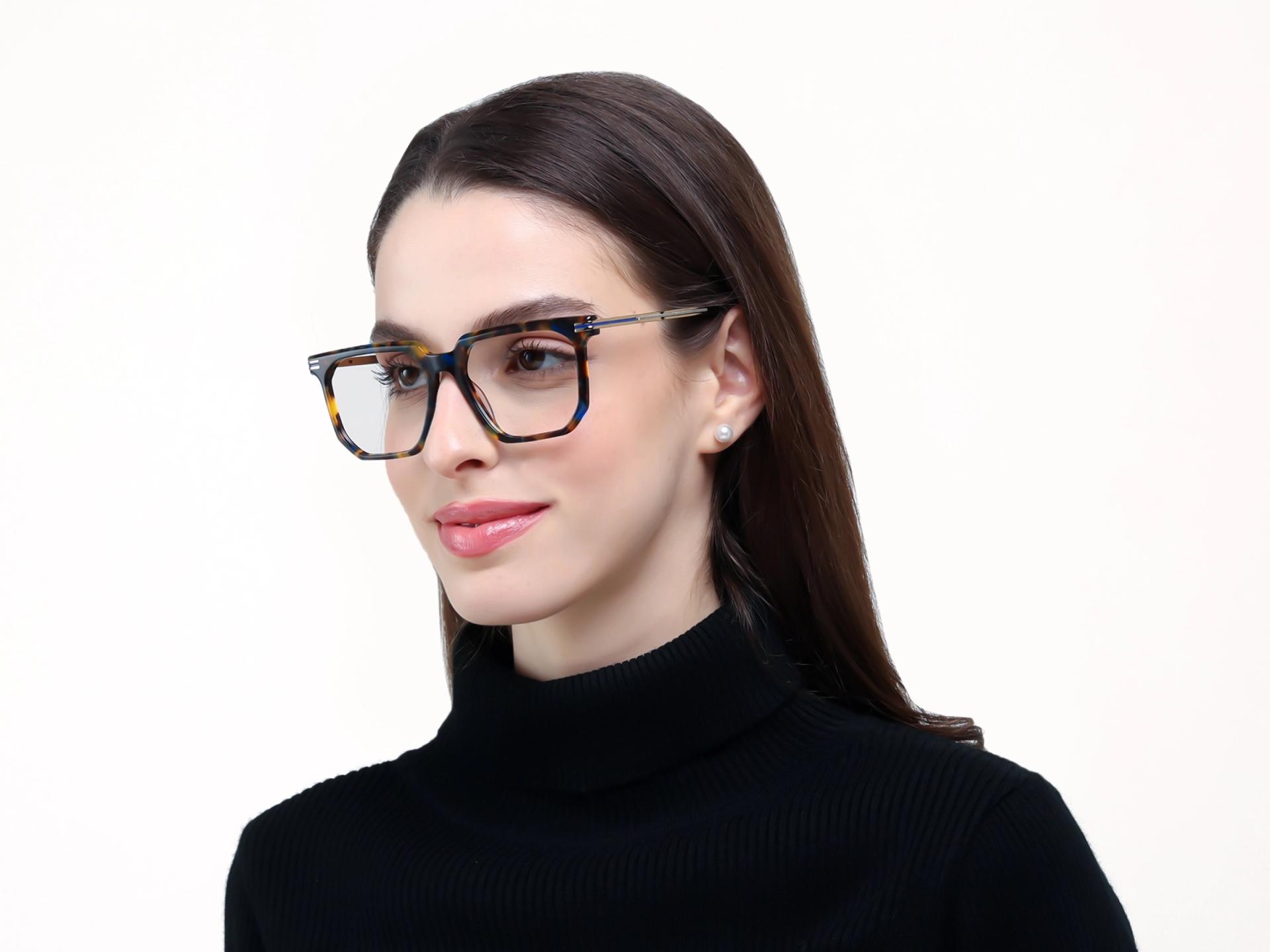 Midnight Tortoise Square Geometric Full-Rim Glasses-1