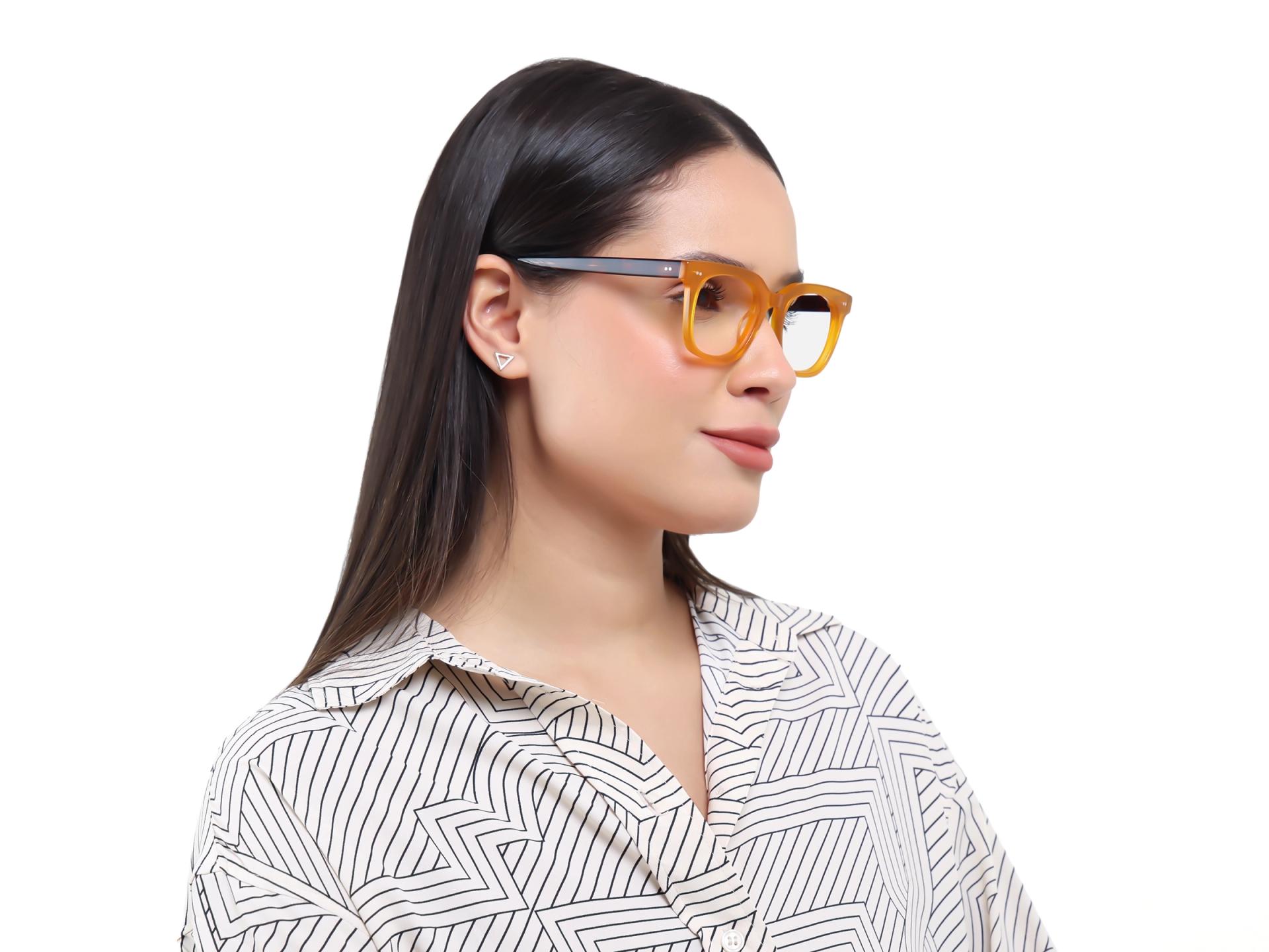 Ochre Gold Square Full-Rim Glasses-1