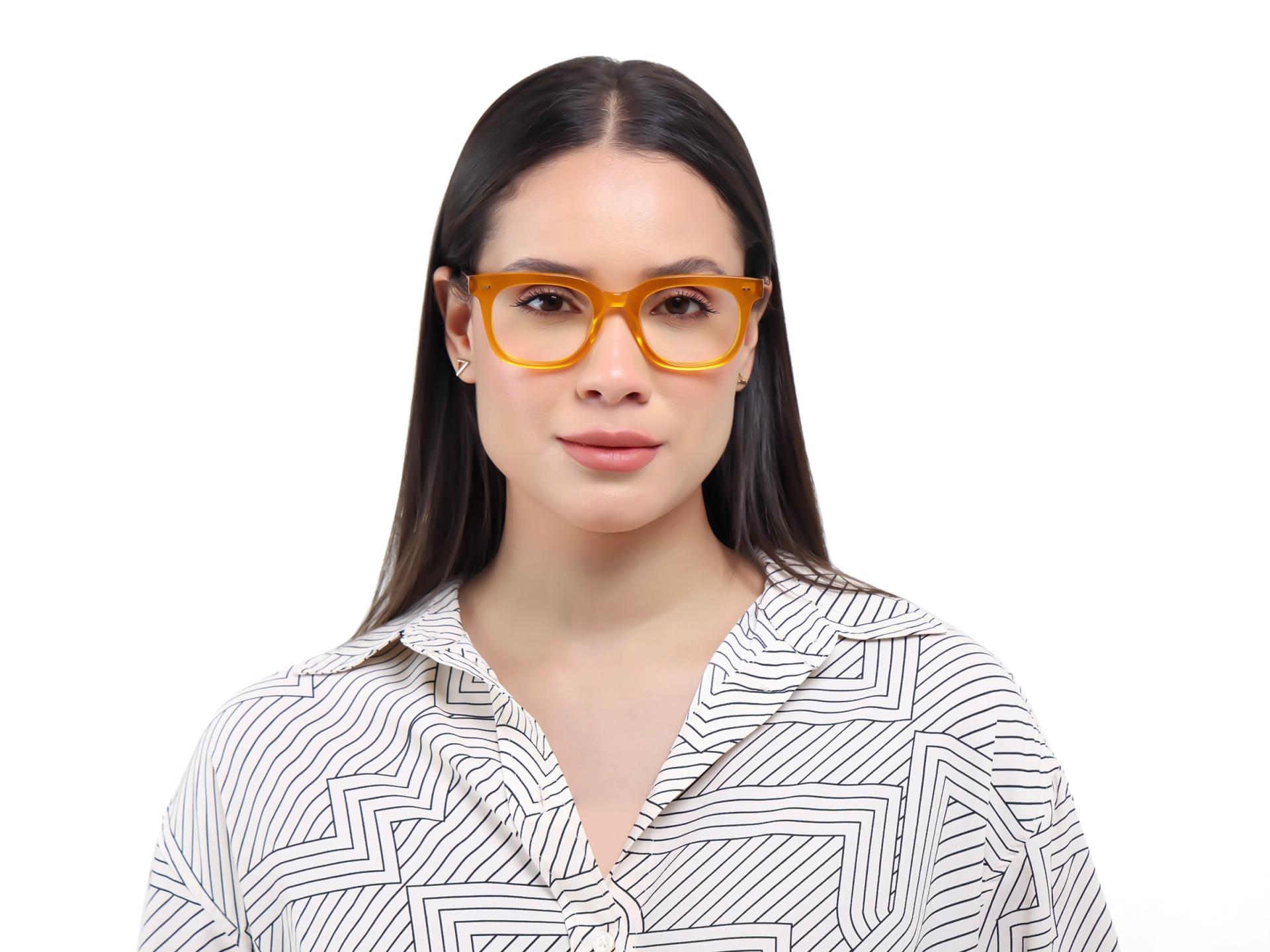 Ochre Gold Square Full-Rim Glasses-1