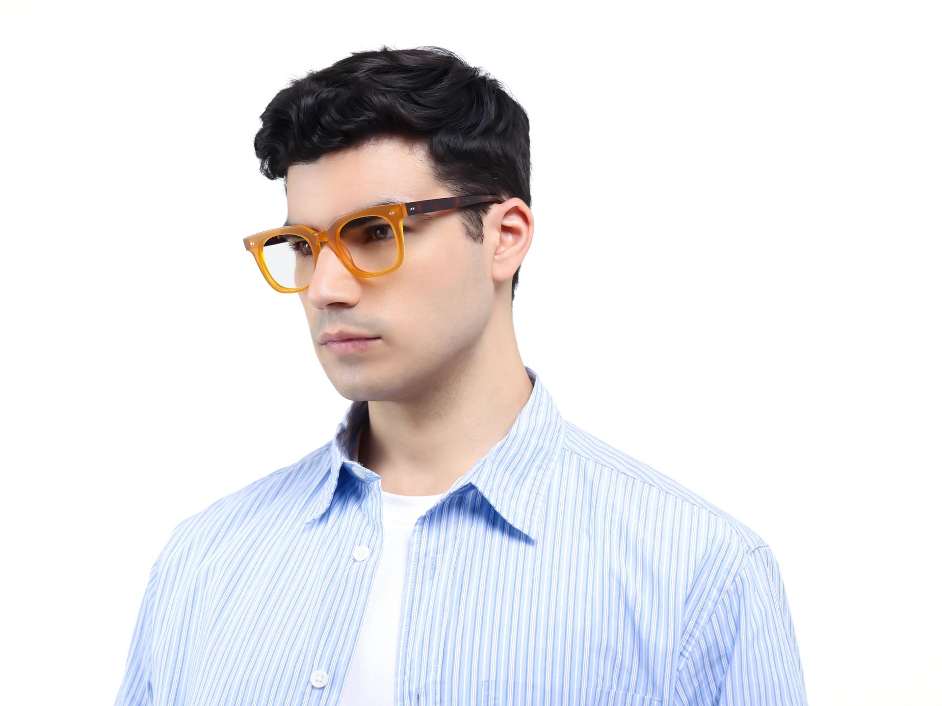 Ochre Gold Square Full-Rim Glasses-1