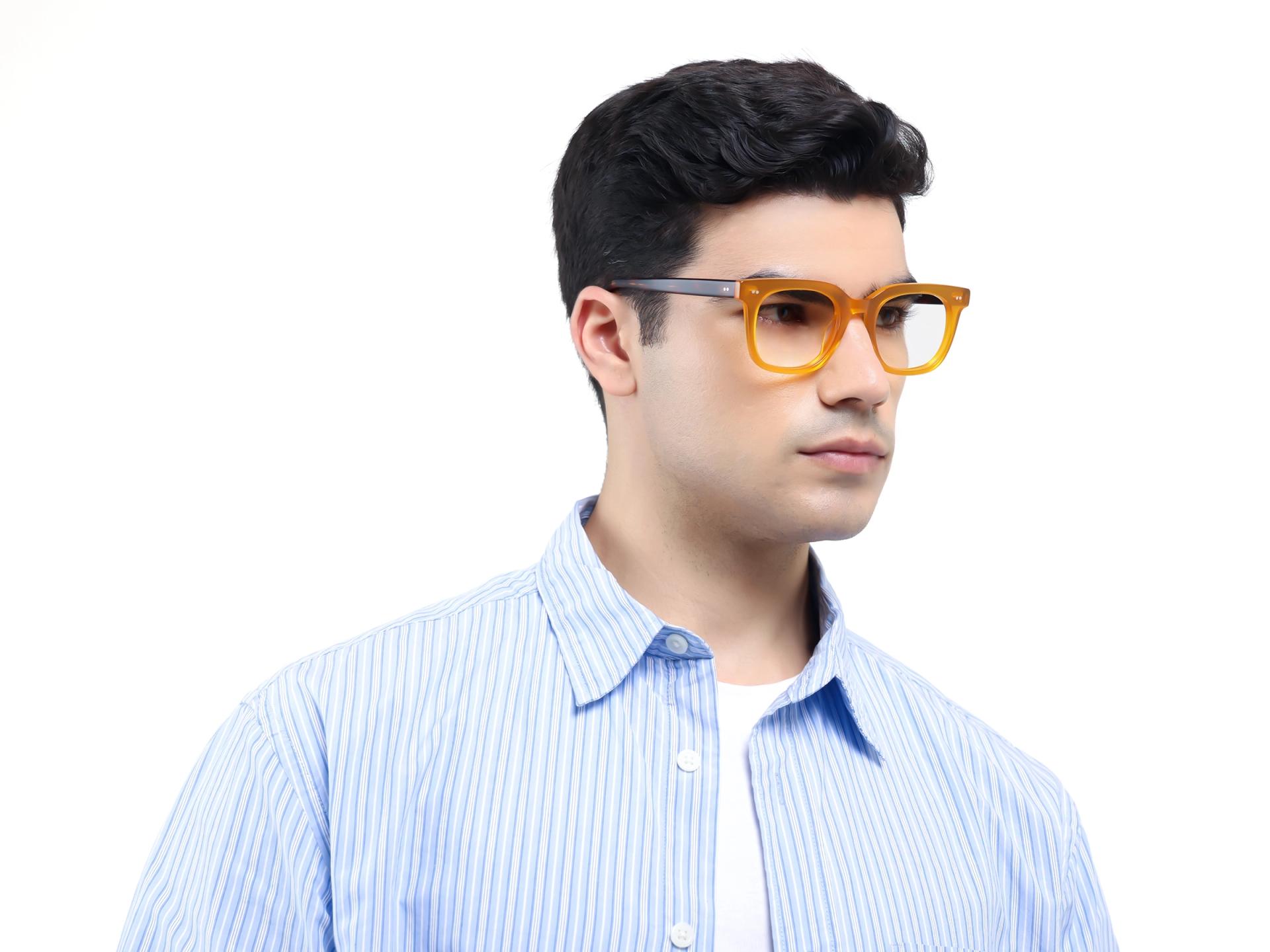 Ochre Gold Square Full-Rim Glasses-1