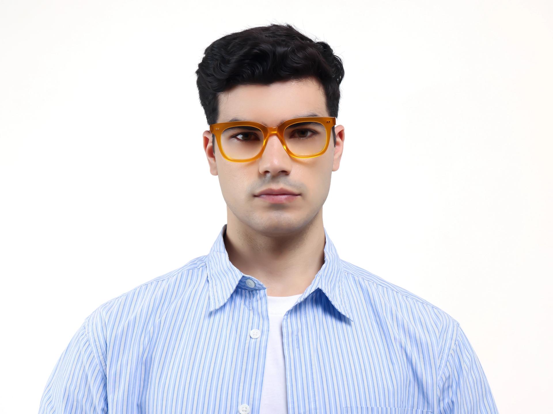 Ochre Gold Square Full-Rim Glasses-1