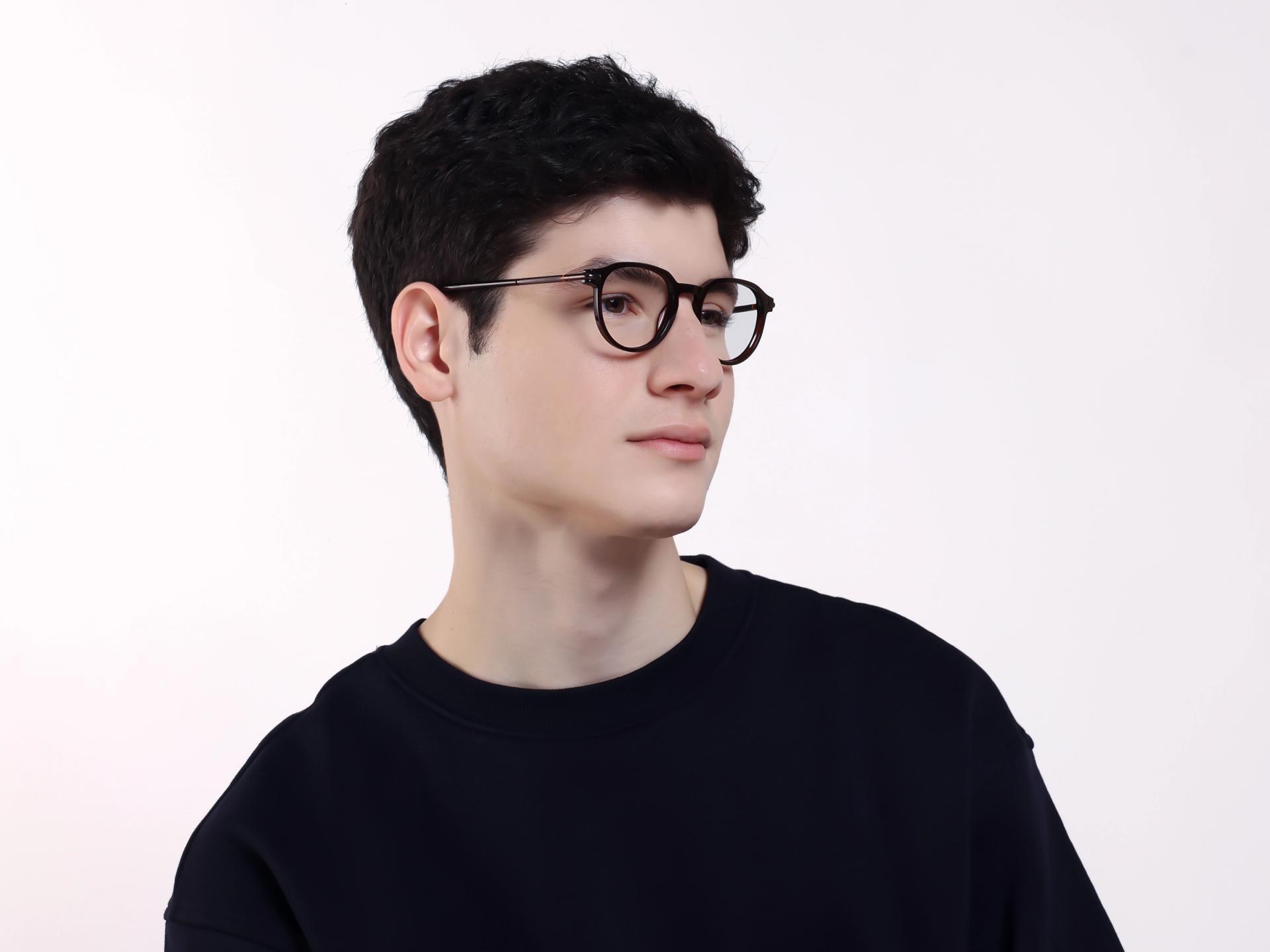 Dark Brown Round Keyhole Bridge Fullrim Glasses-1