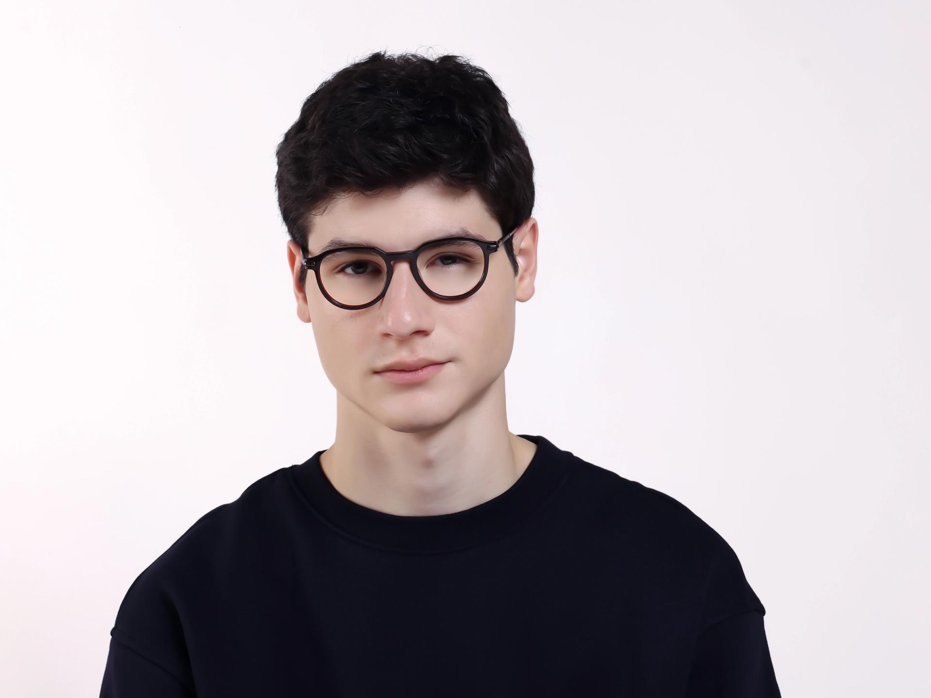 Dark Brown Round Keyhole Bridge Fullrim Glasses-1
