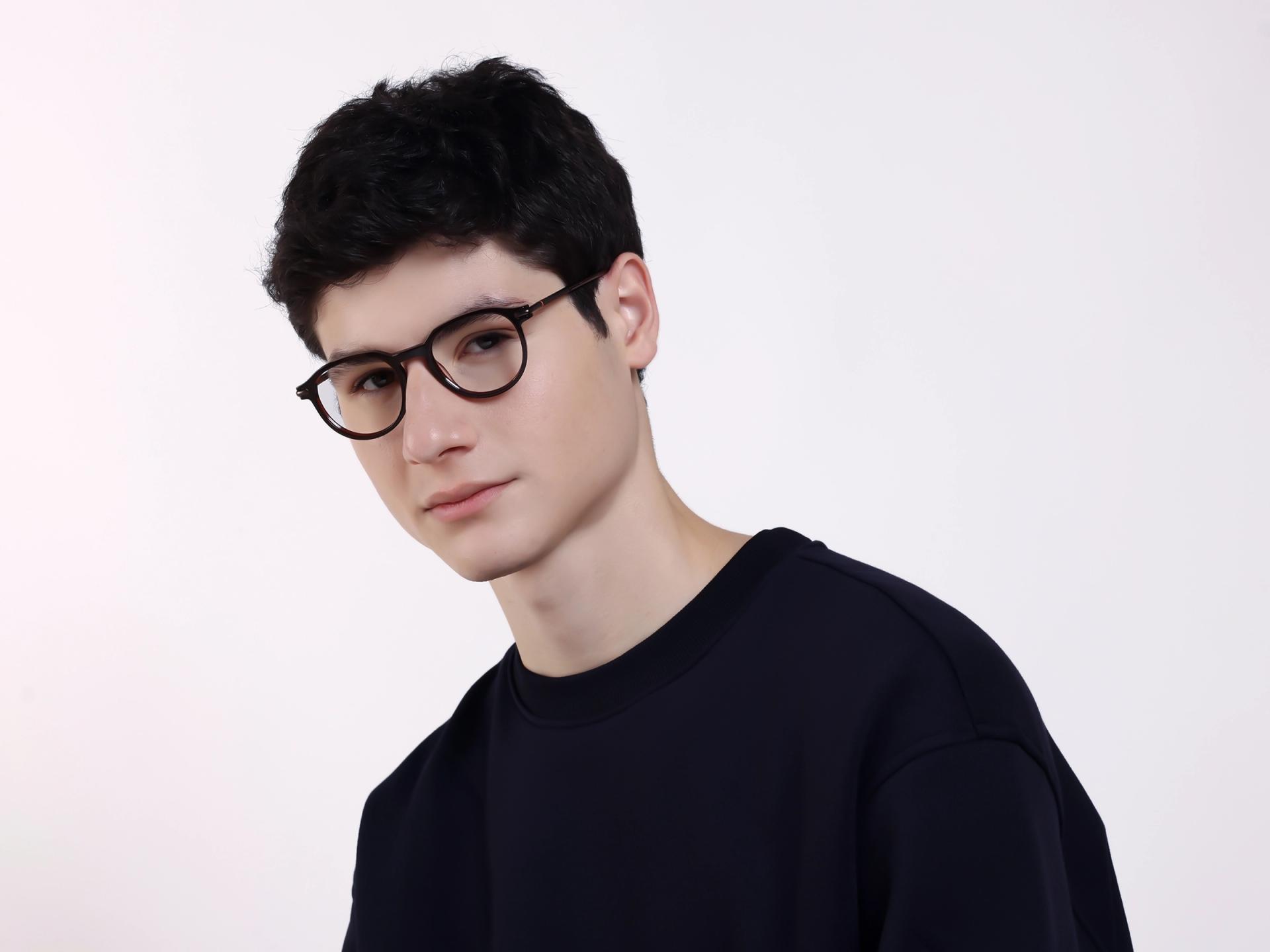 Dark Brown Round Keyhole Bridge Fullrim Glasses-1