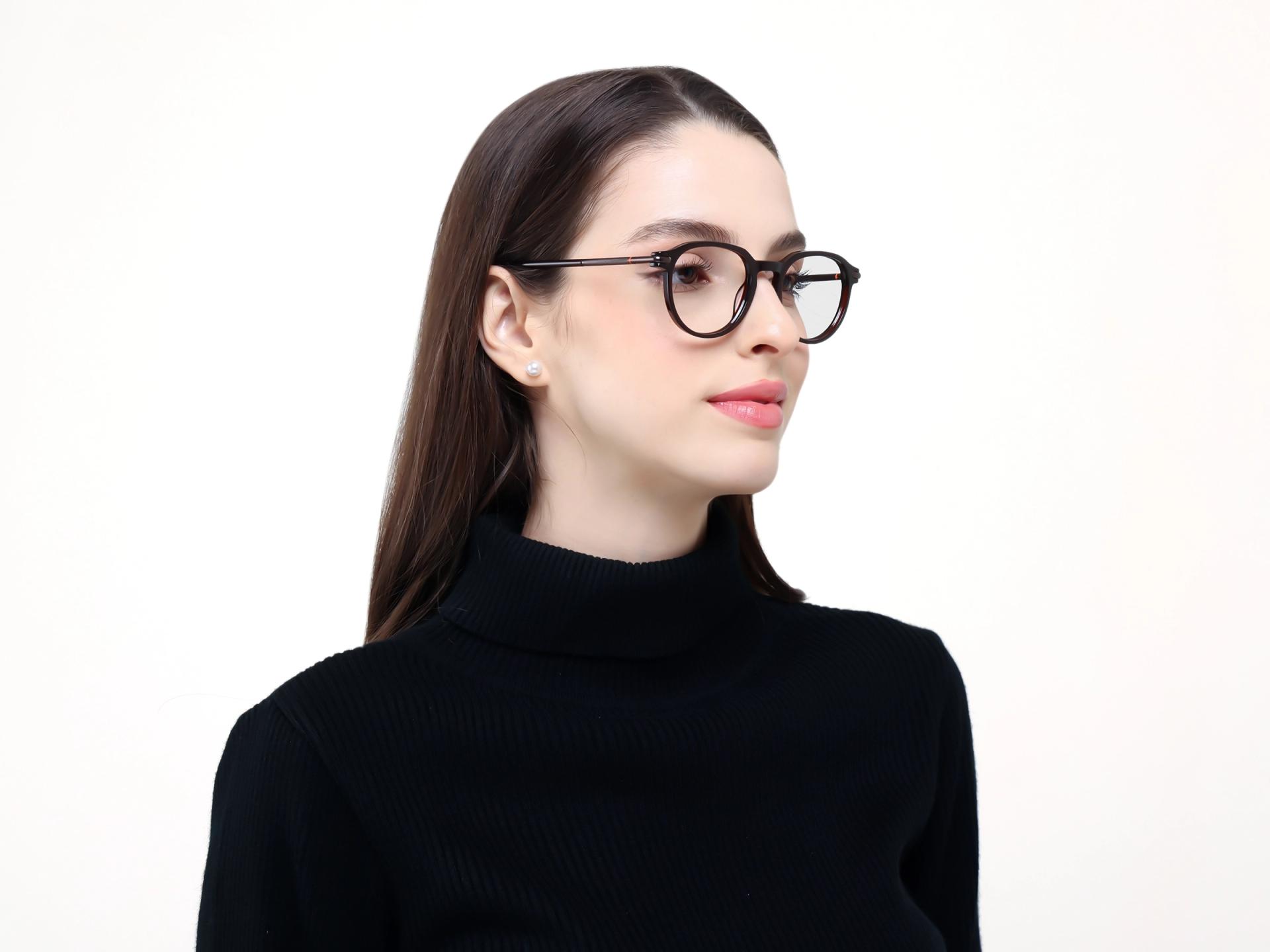 Dark Brown Round Keyhole Bridge Fullrim Glasses-1