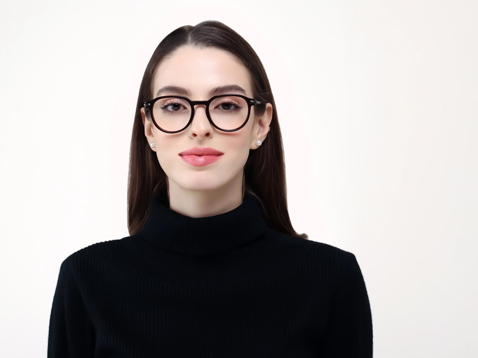 Dark Brown Round Keyhole Bridge Fullrim Glasses-1