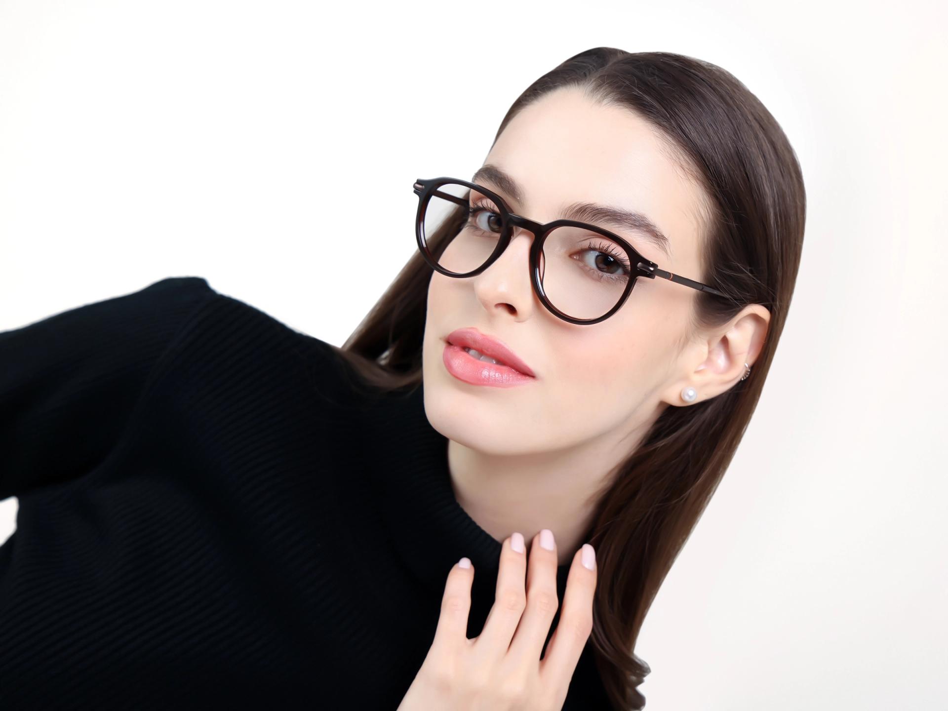 Dark Brown Round Keyhole Bridge Fullrim Glasses-1