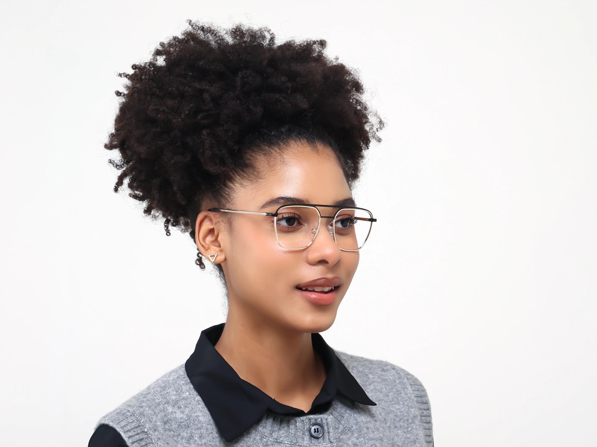 Champagne Gold & Black Metal Pilot Glasses-3