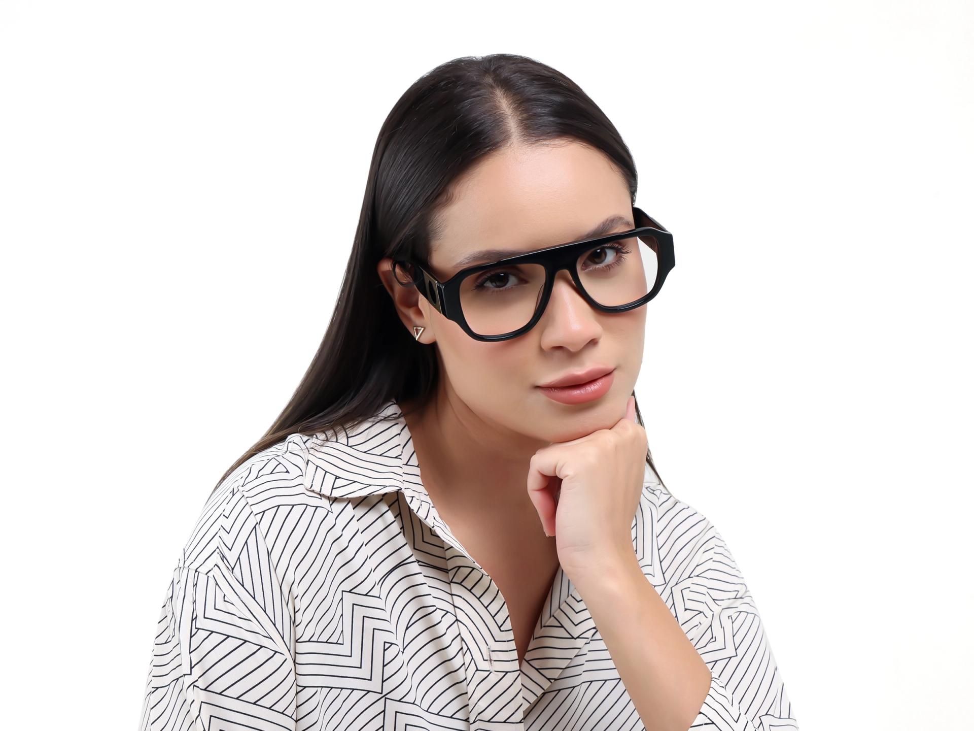 Pilot Black Oversized Fullrim Glasses-1