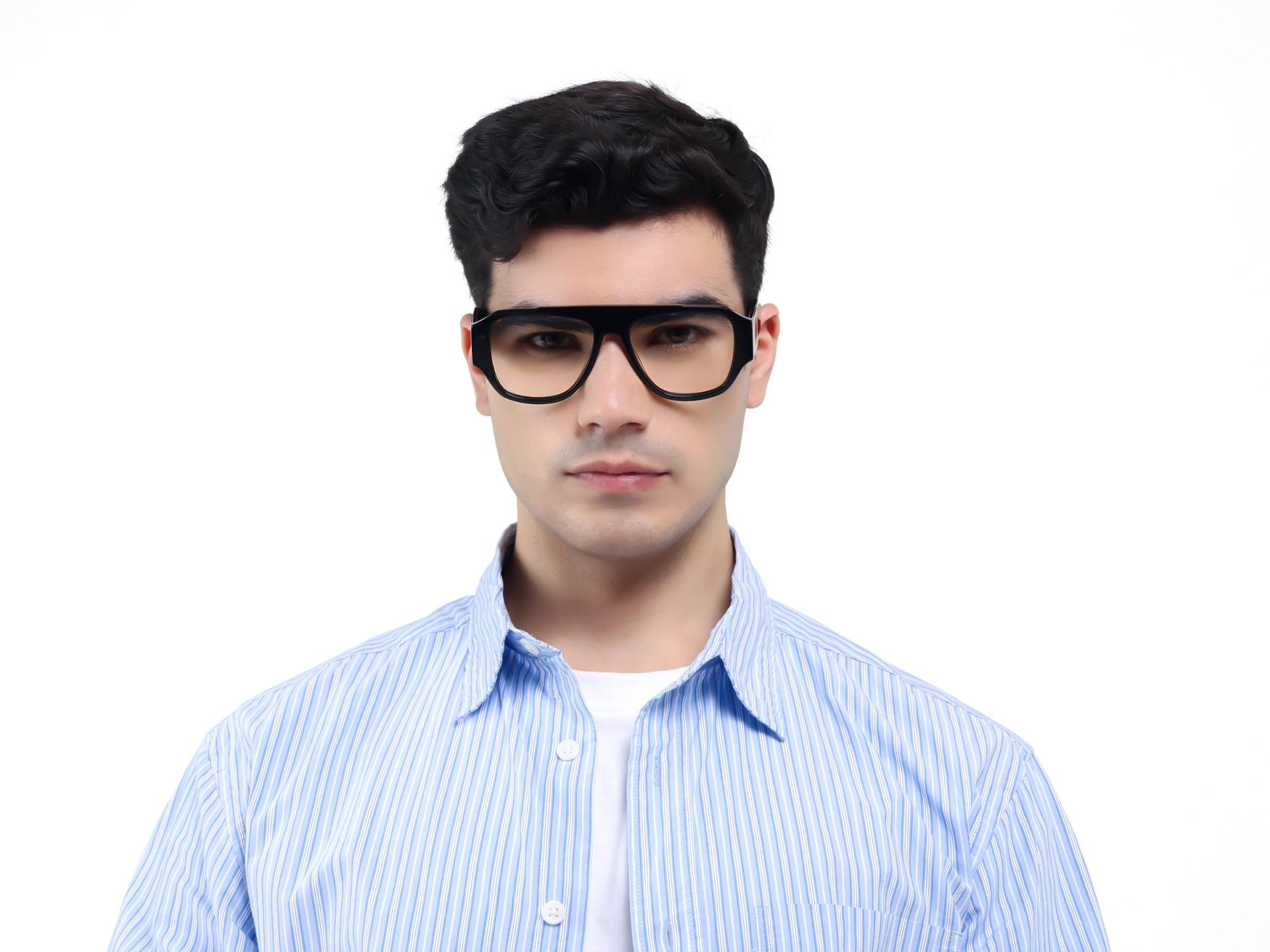 Pilot Black Oversized Fullrim Glasses-1