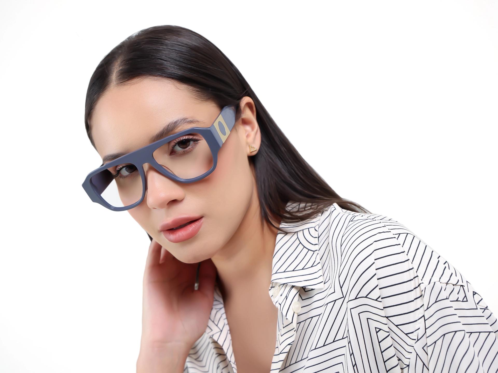 Slate Grey Flattop Oversized Fullrim Glasses-1