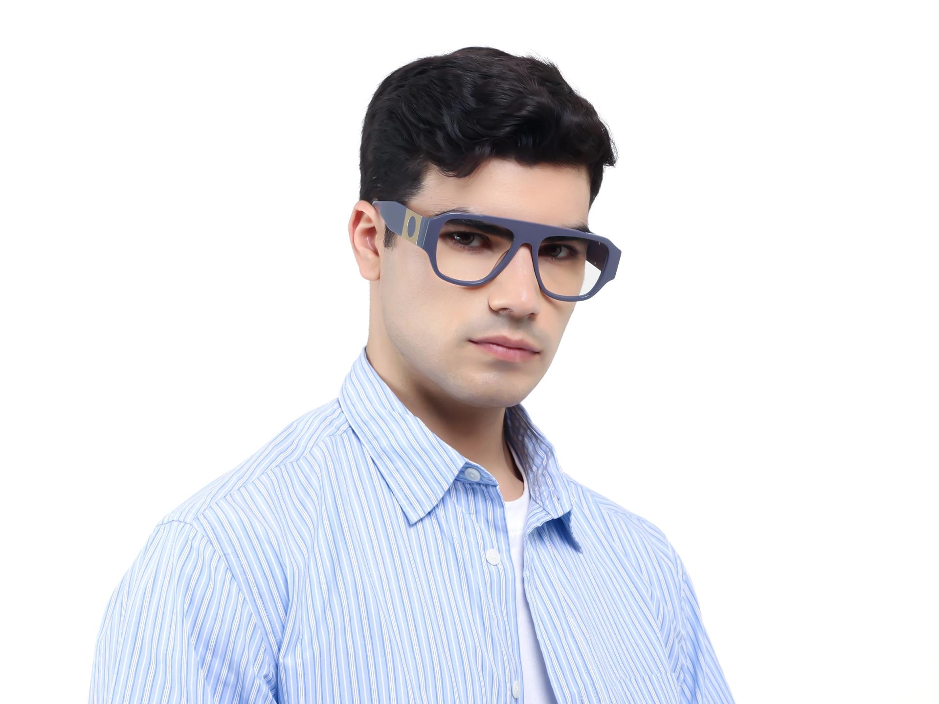 Slate Grey Flattop Oversized Fullrim Glasses-1