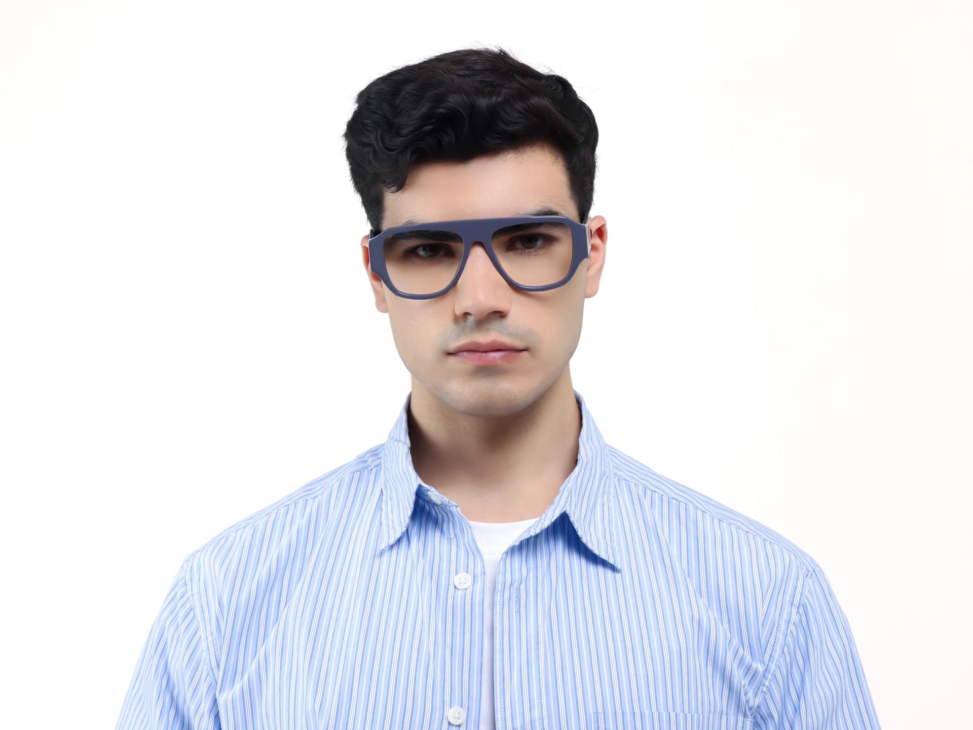 Slate Grey Flattop Oversized Fullrim Glasses-1