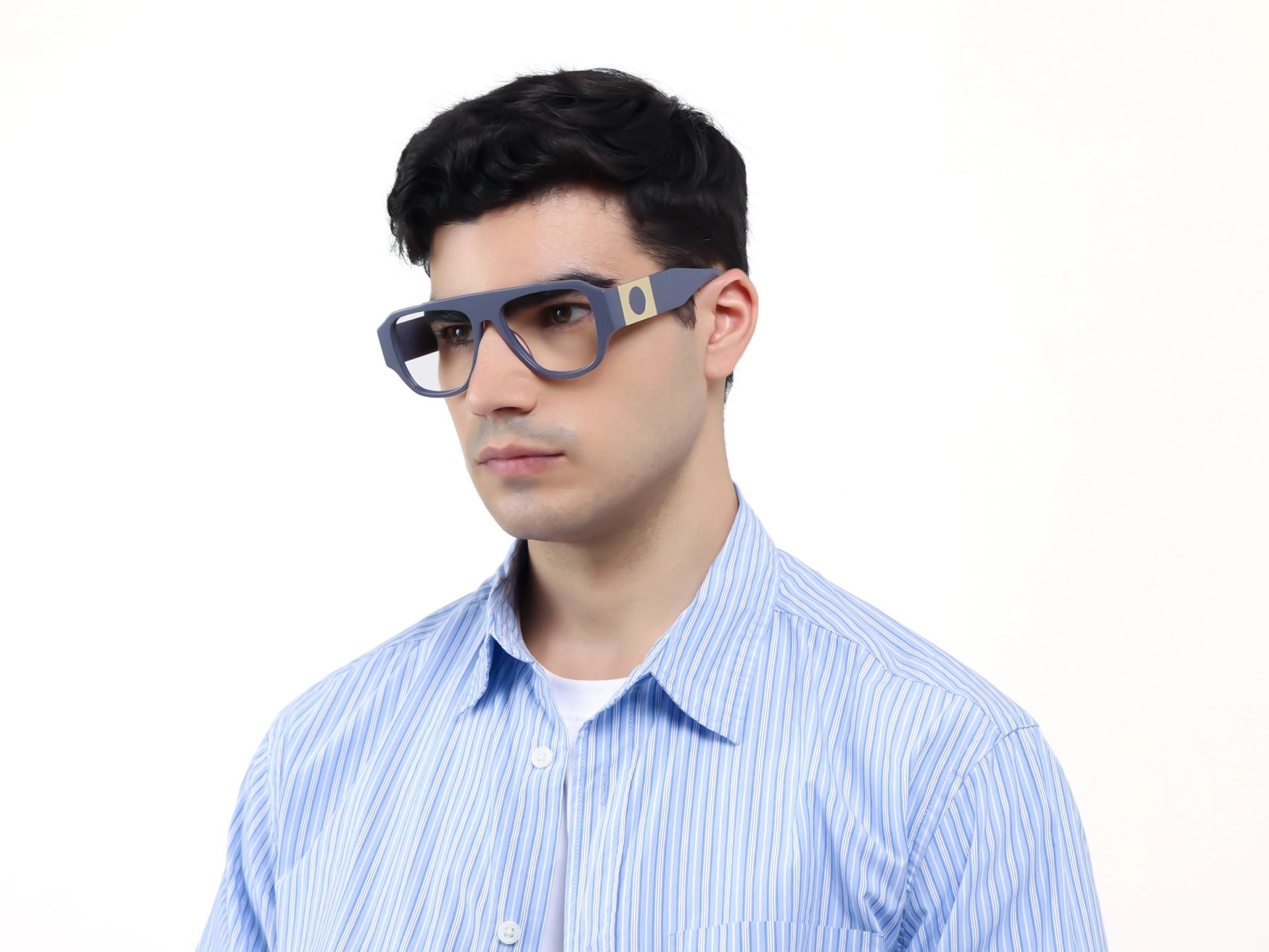 Slate Grey Flattop Oversized Fullrim Glasses-1