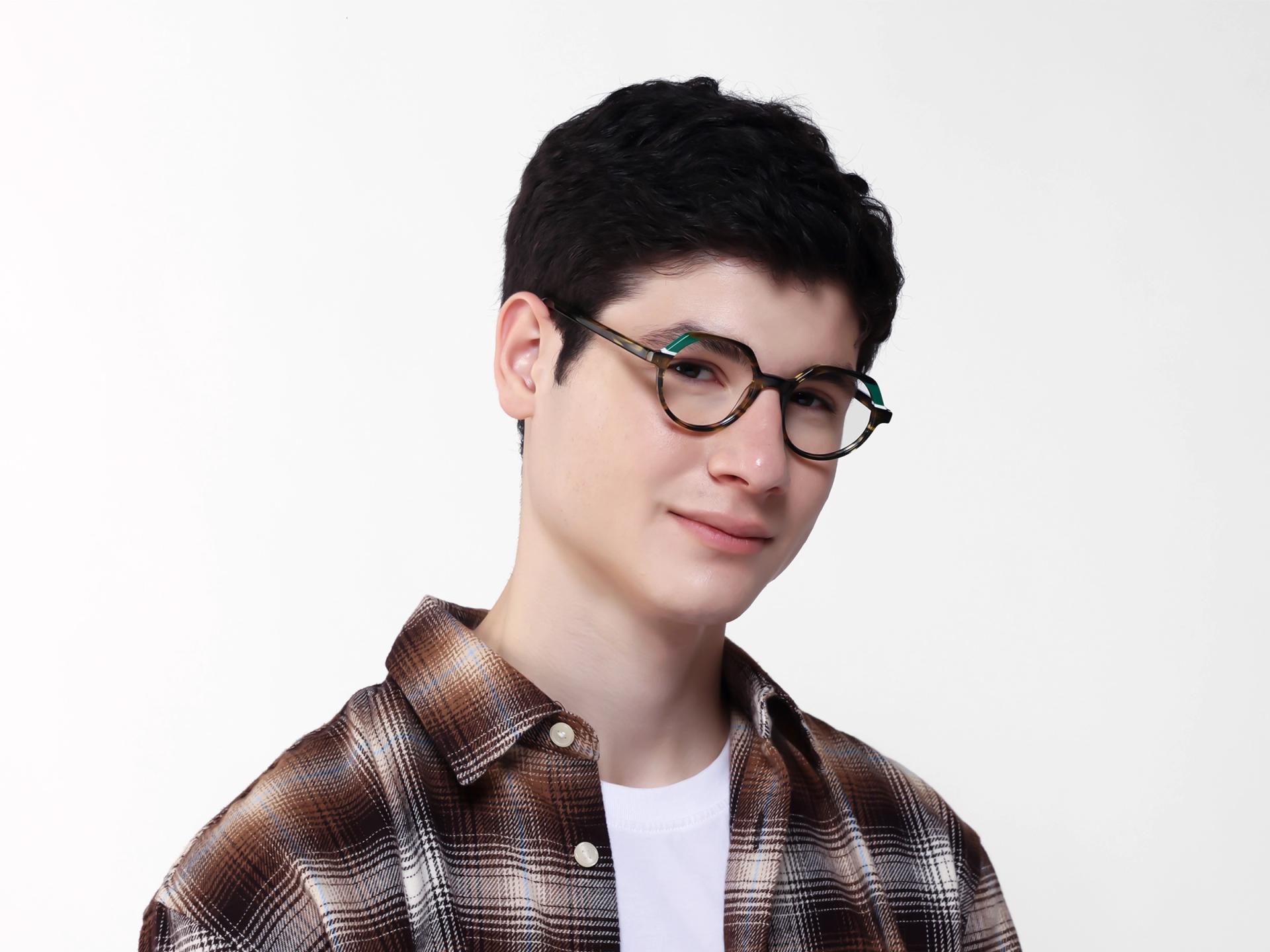 Green Tortoise Round Fullrim Acetate Glasses-1