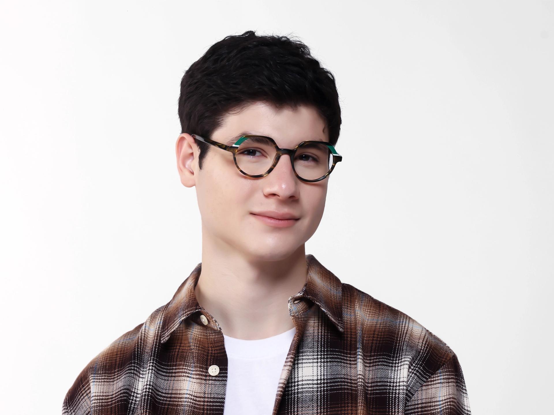 Green Tortoise Round Fullrim Acetate Glasses-1