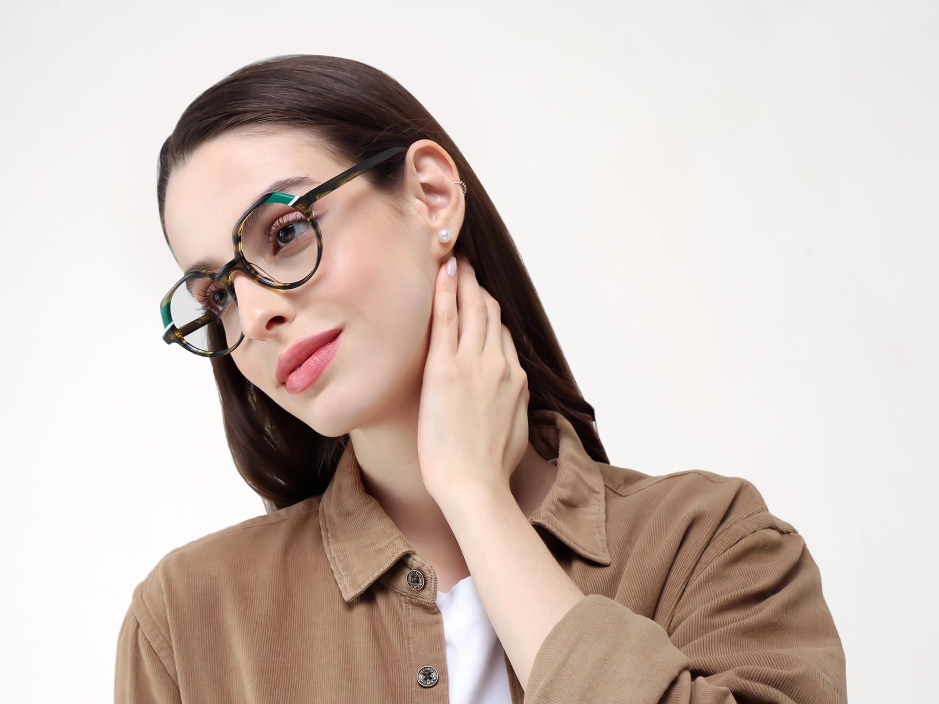 Green Tortoise Round Fullrim Acetate Glasses-1