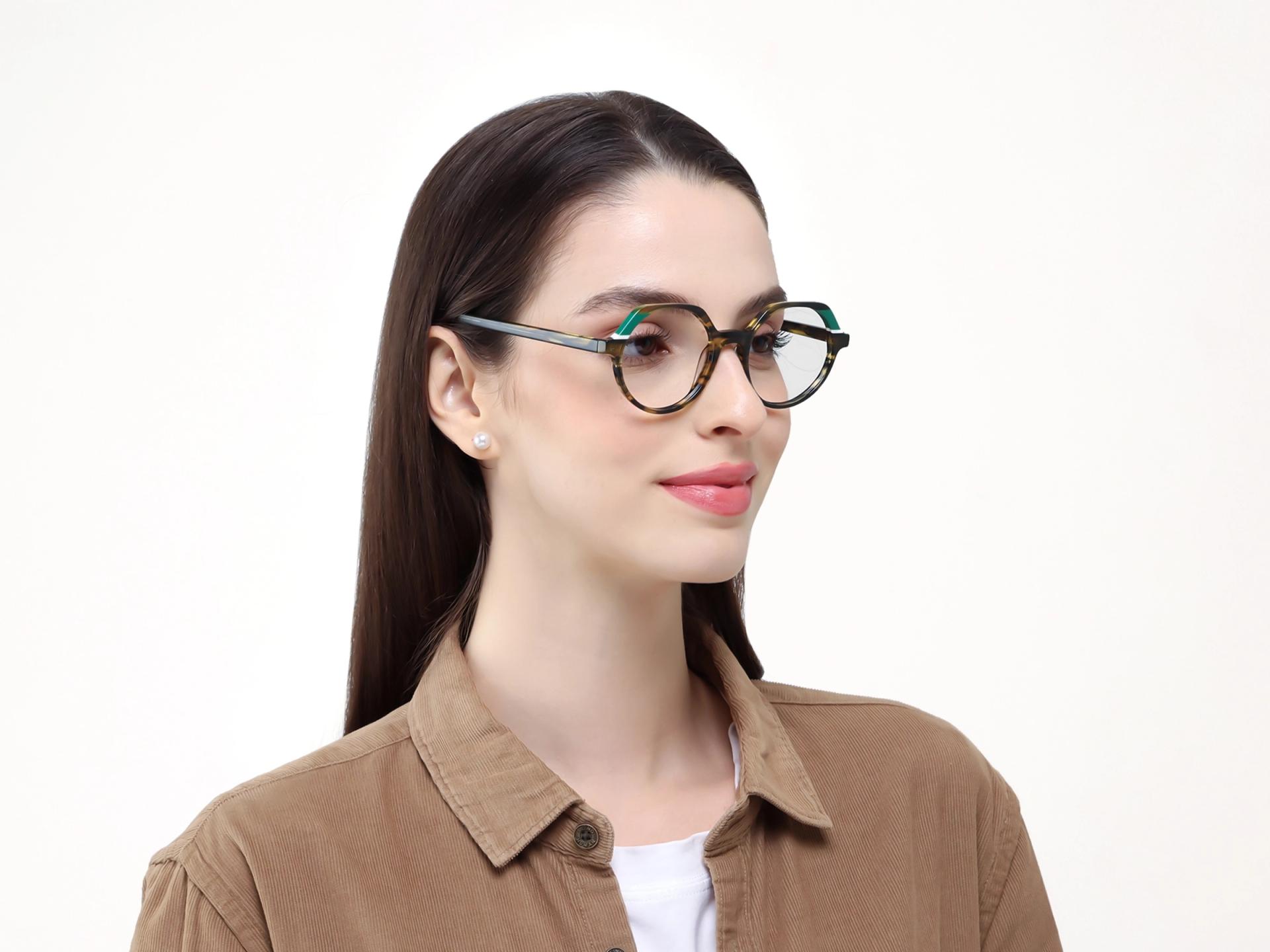 Green Tortoise Round Fullrim Acetate Glasses-1