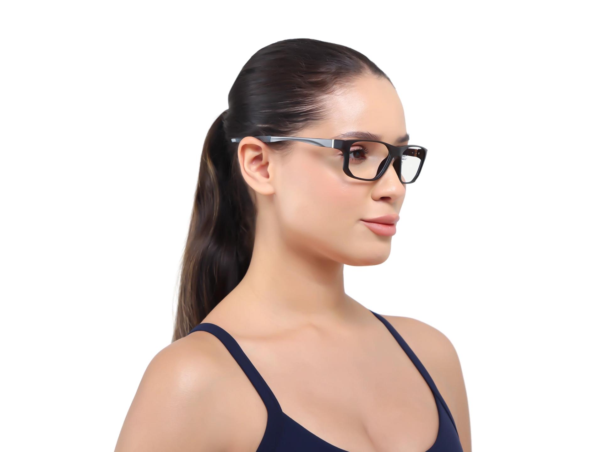 Matte Black Athletic Rectangular Glasses-1