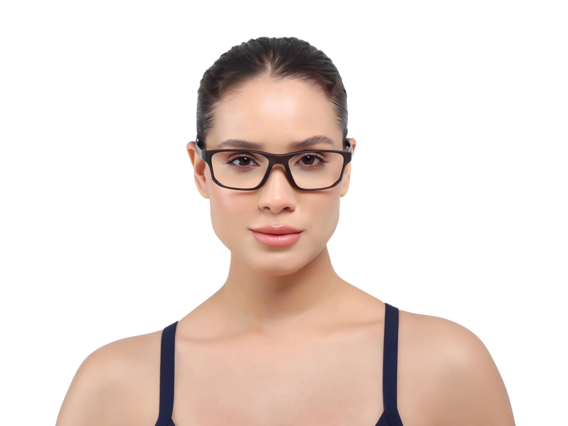 Matte Black Athletic Rectangular Glasses-1