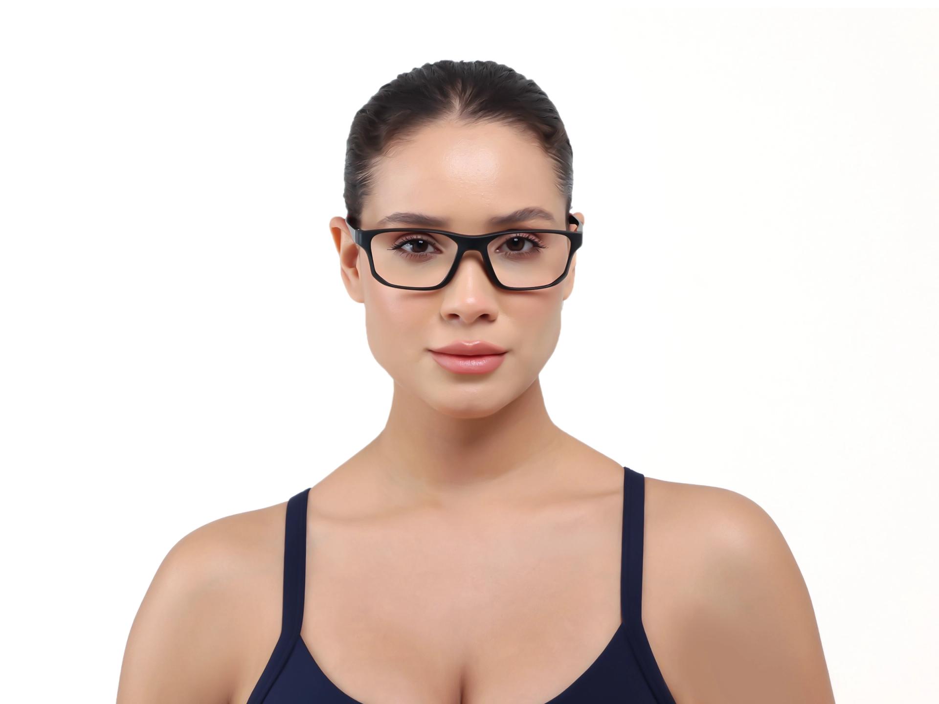 Black & Red Athletic Rectangular Glasses-1