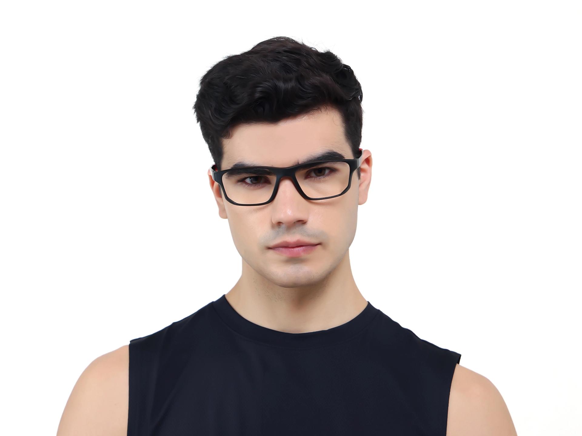 Black & Red Athletic Rectangular Glasses-1