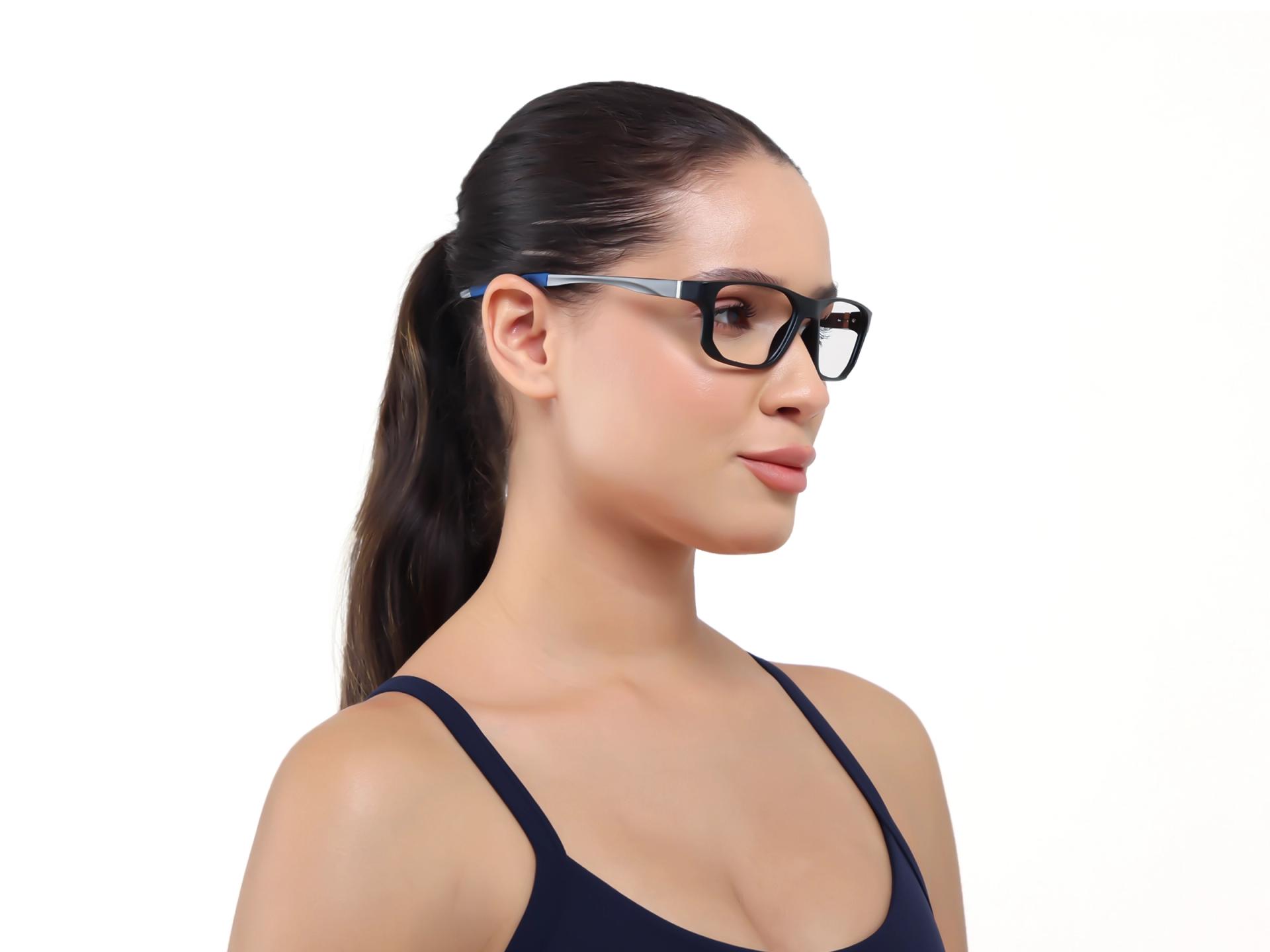 Black & Blue Athletic Rectangular Glasses-1