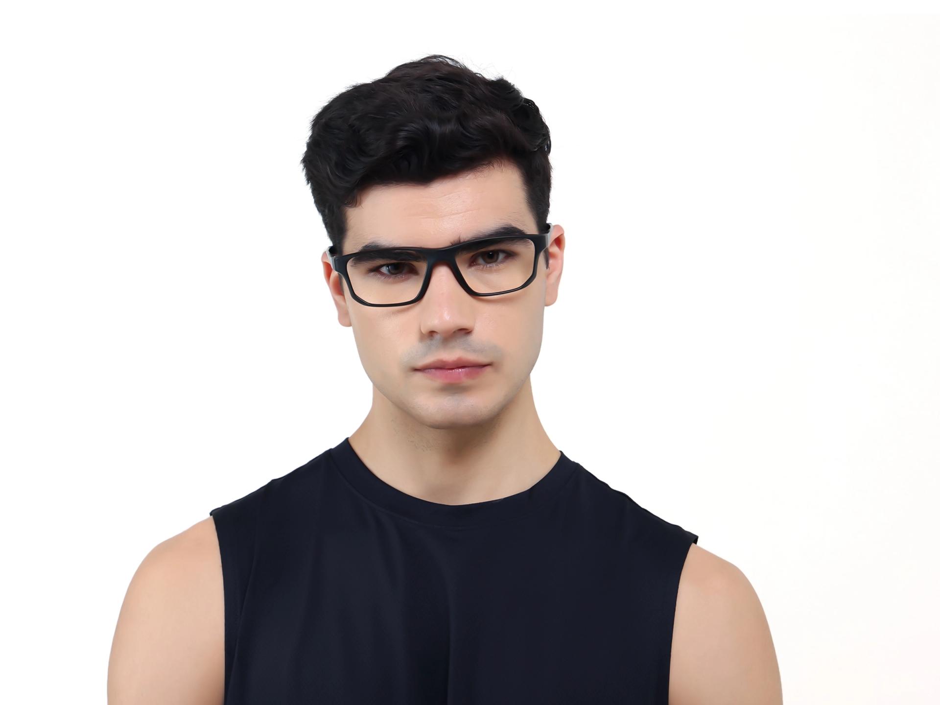 Black & Blue Athletic Rectangular Glasses-1