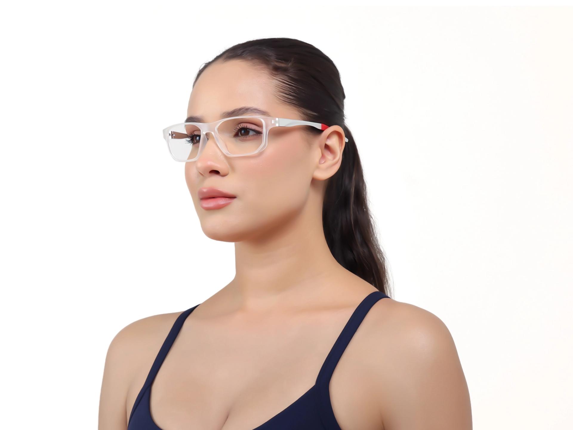 Dove White Rectangular Fullrim Glasses-1