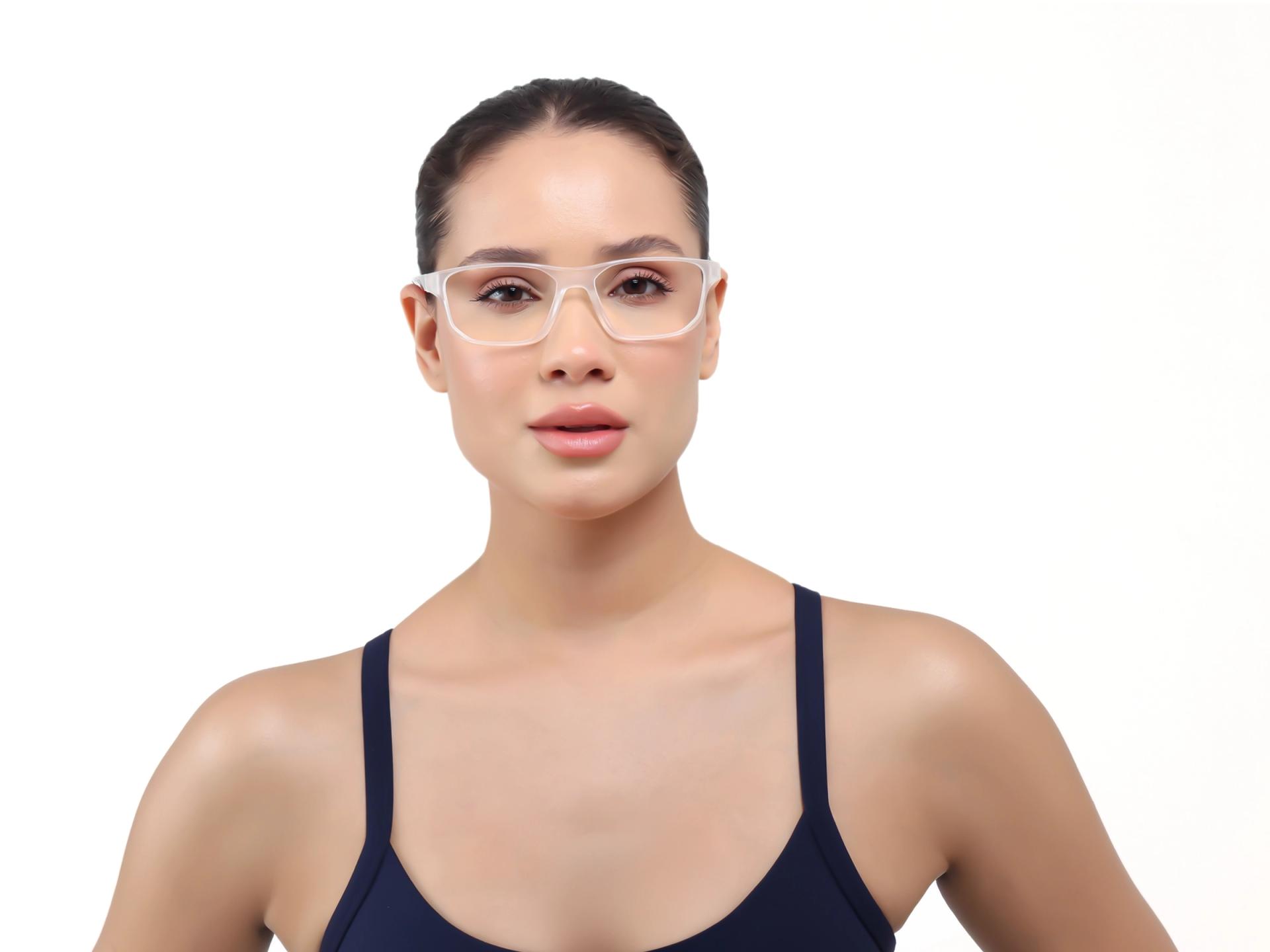 Dove White Rectangular Fullrim Glasses-1