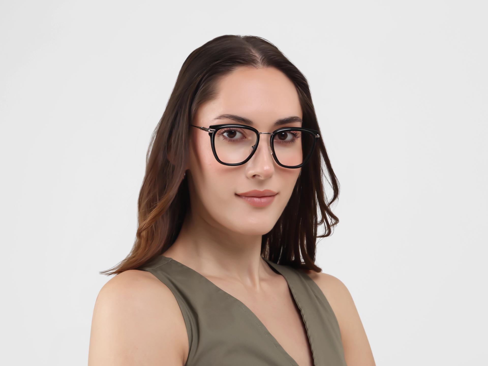 Black Keyhole Bridge Cateye Glasses-1