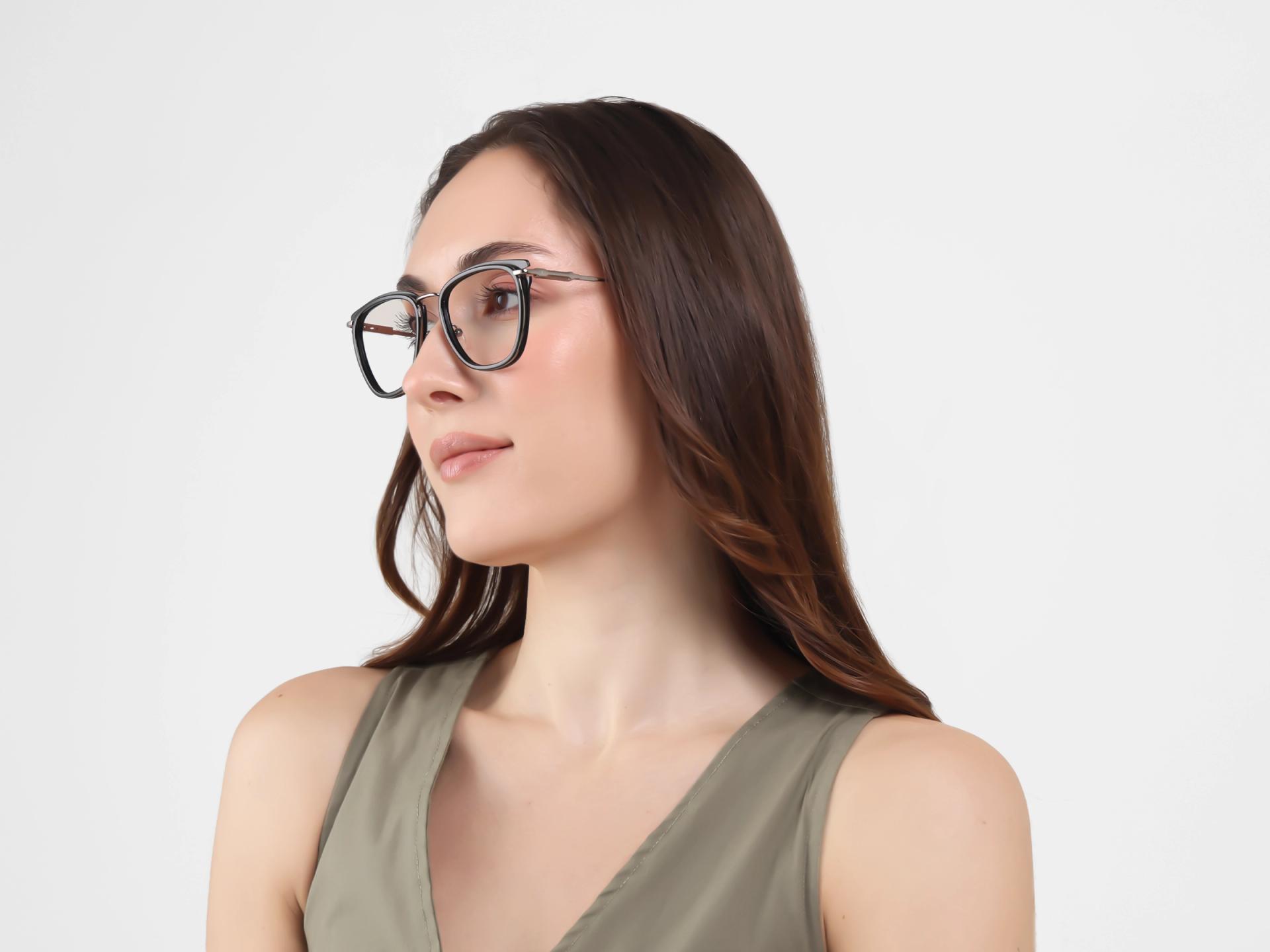 Black Keyhole Bridge Cateye Glasses-1