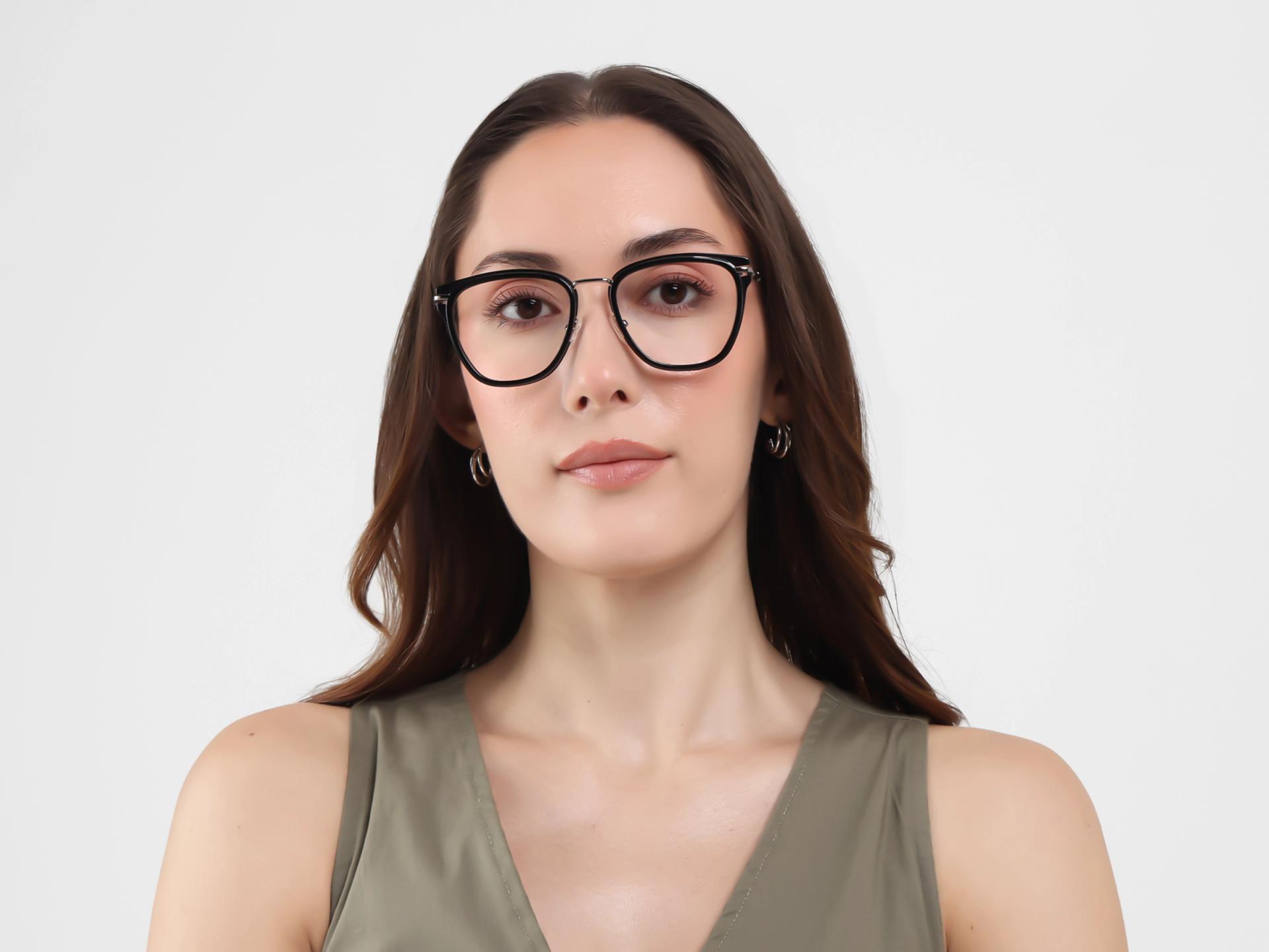 Black Keyhole Bridge Cateye Glasses-1