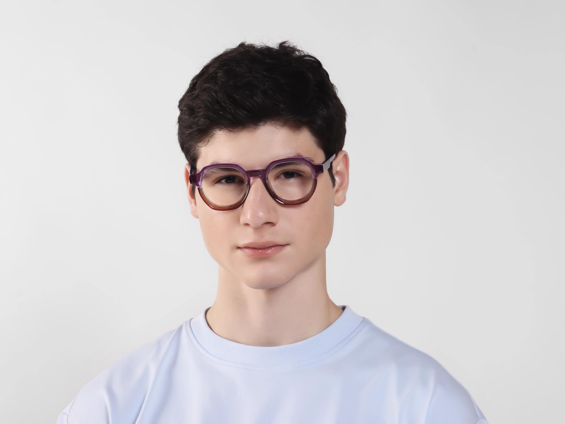 Purple & Brown Maze Geometric Fullrim Glasses