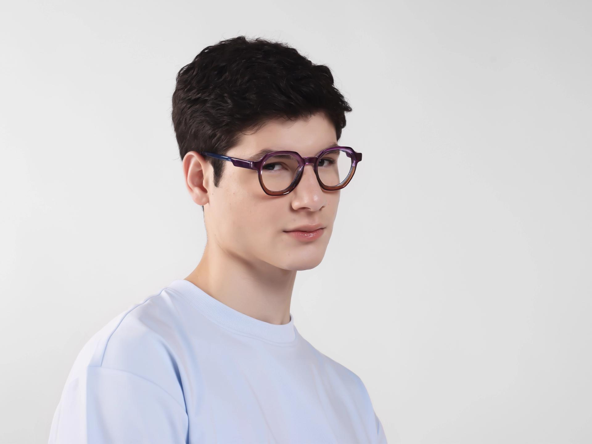 Purple & Brown Maze Geometric Fullrim Glasses