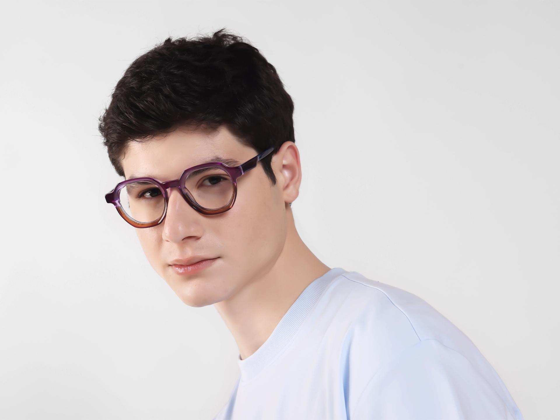 Purple & Brown Maze Geometric Fullrim Glasses