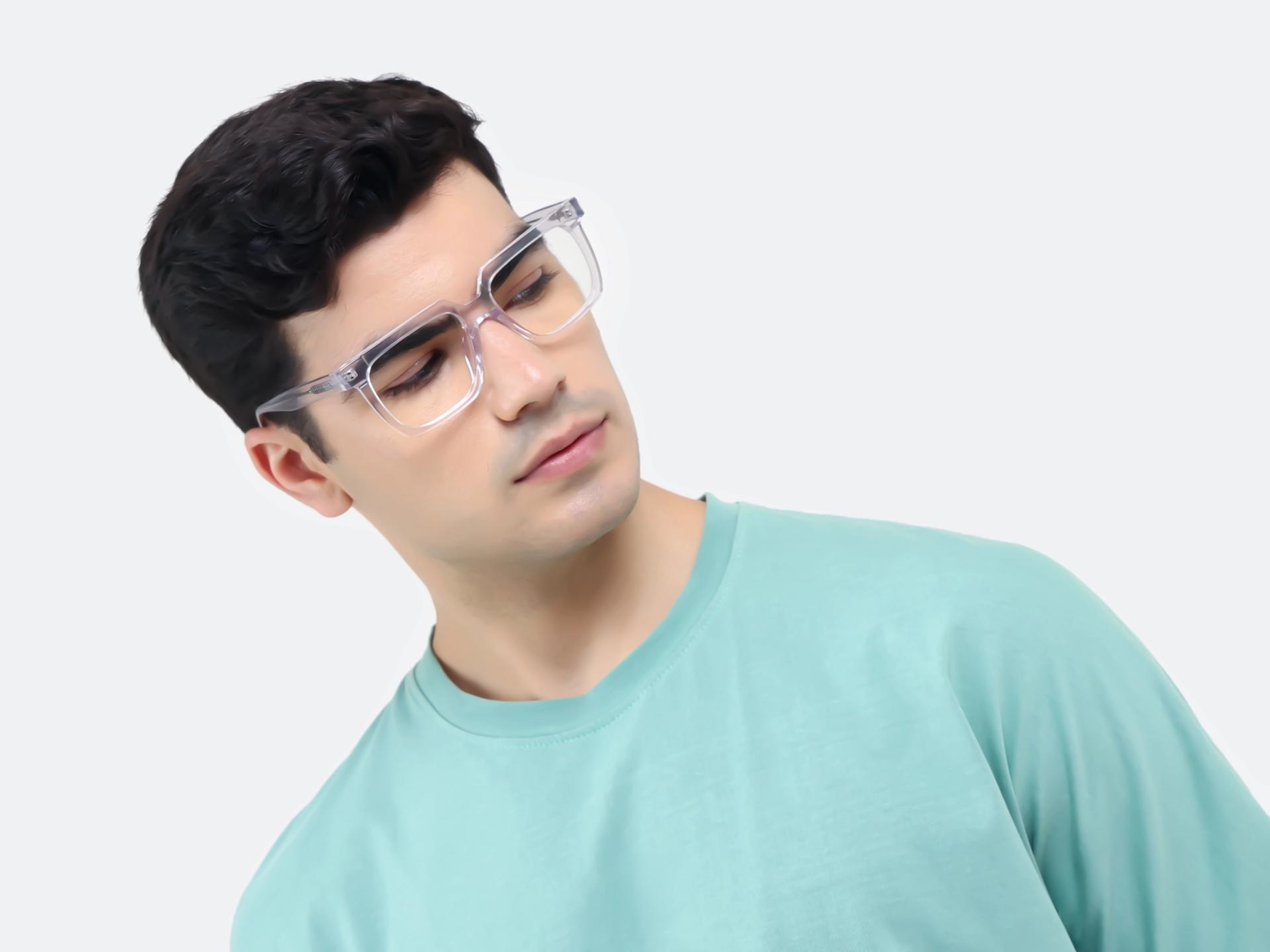 Crystal Clear Square Acetate Full-Rim Glasses-1