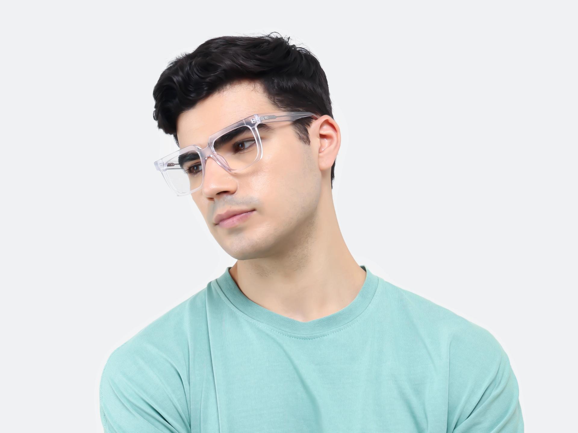 Crystal Clear Square Acetate Full-Rim Glasses-1