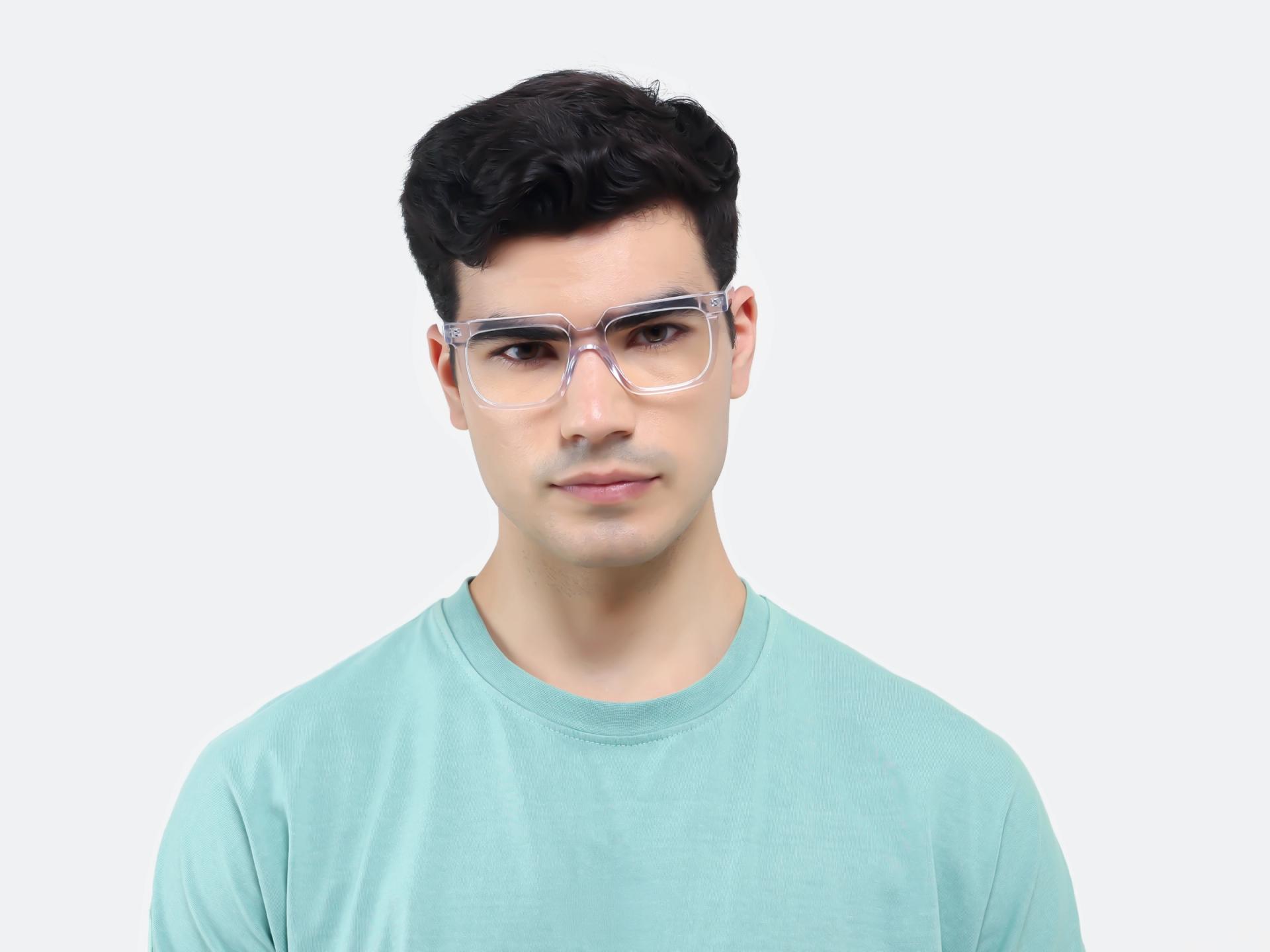 Crystal Clear Square Acetate Full-Rim Glasses-1