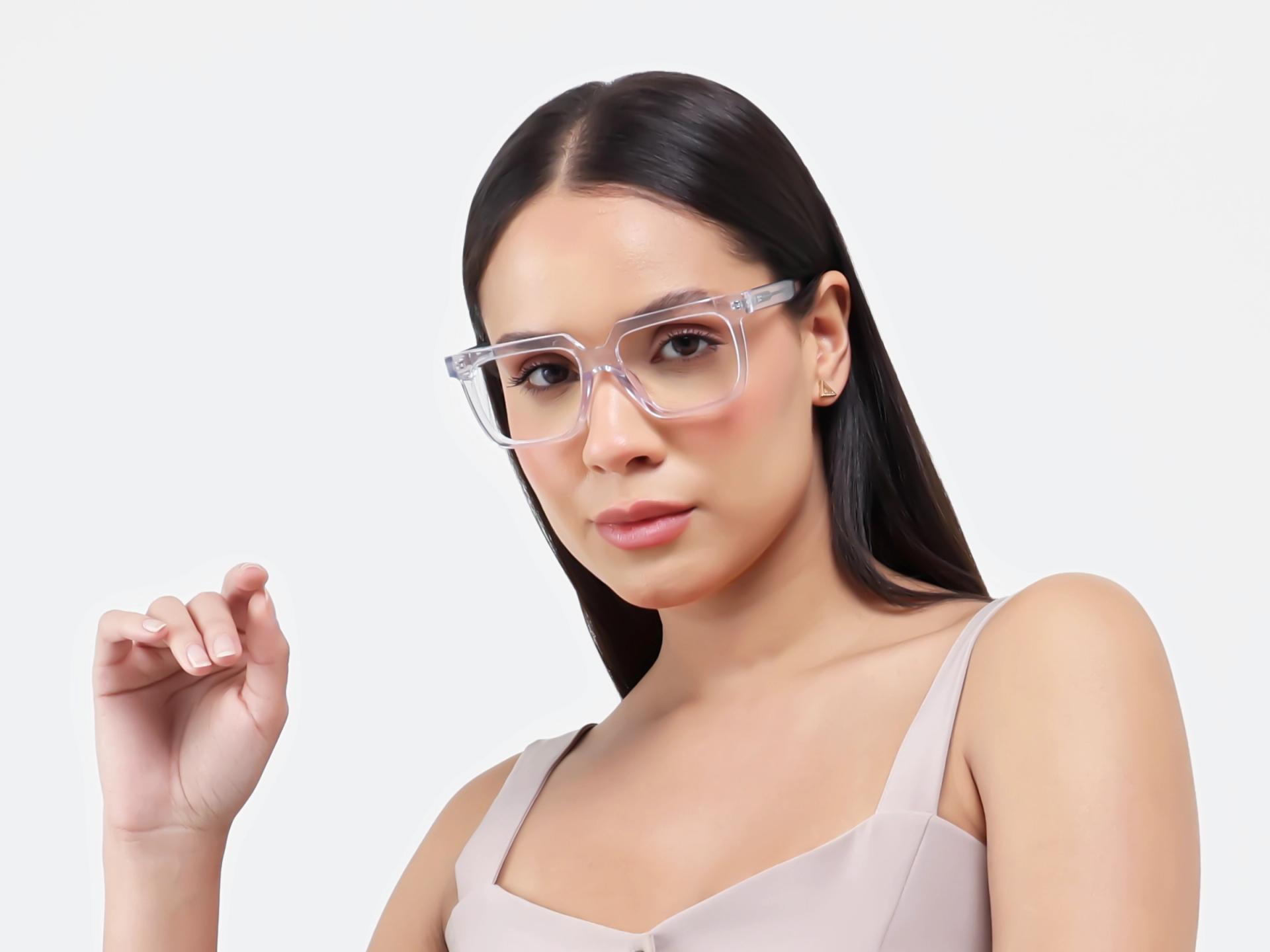 Crystal Clear Square Acetate Full-Rim Glasses-1