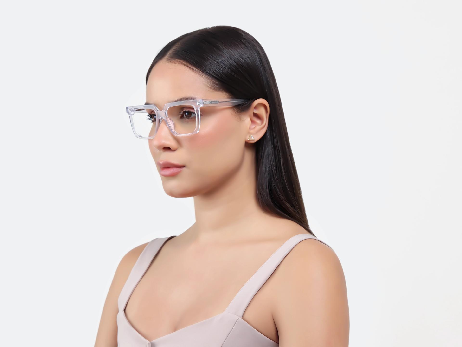Crystal Clear Square Acetate Full-Rim Glasses-1